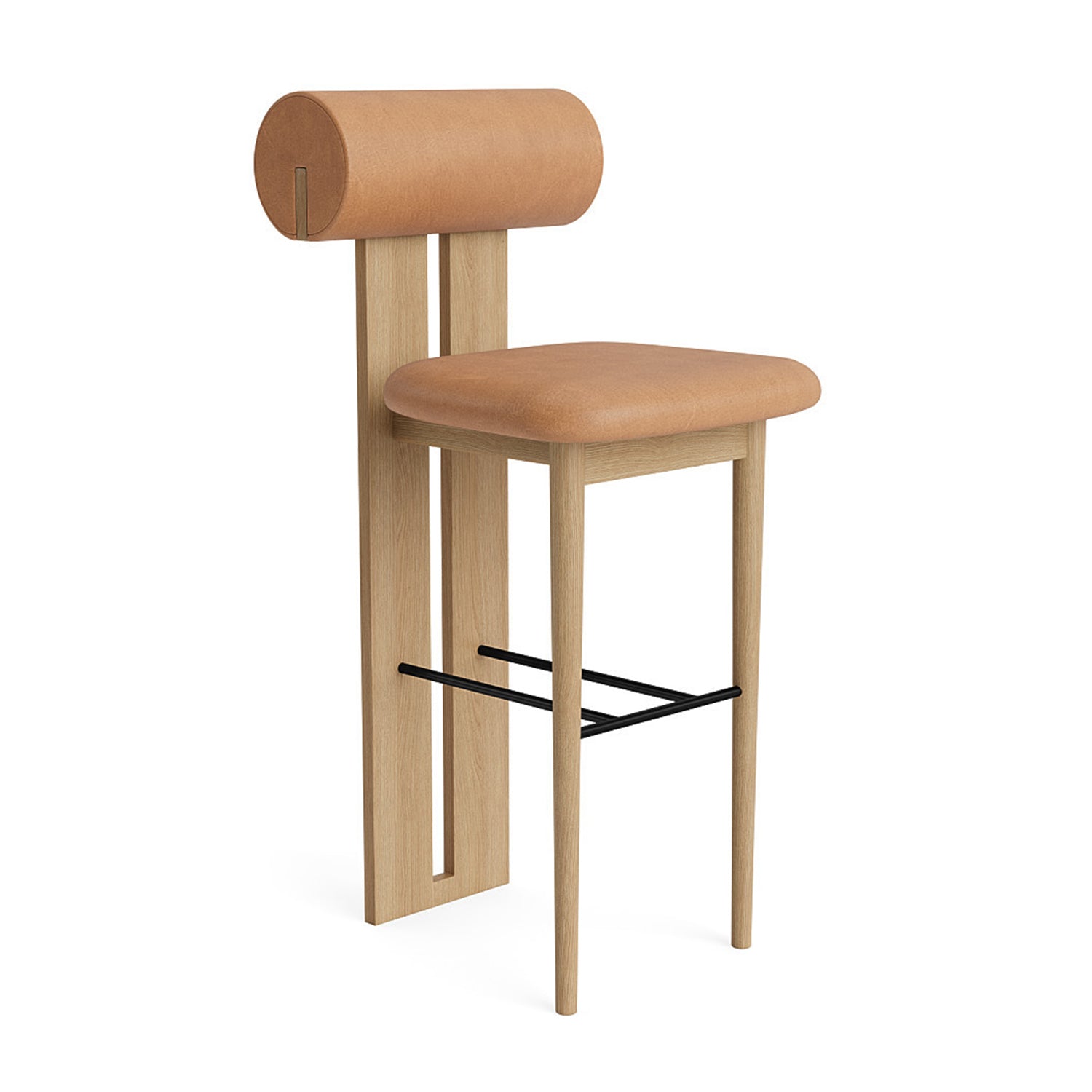 NORR11 Hippo Counter Stool 65 in natural oak and camel leather