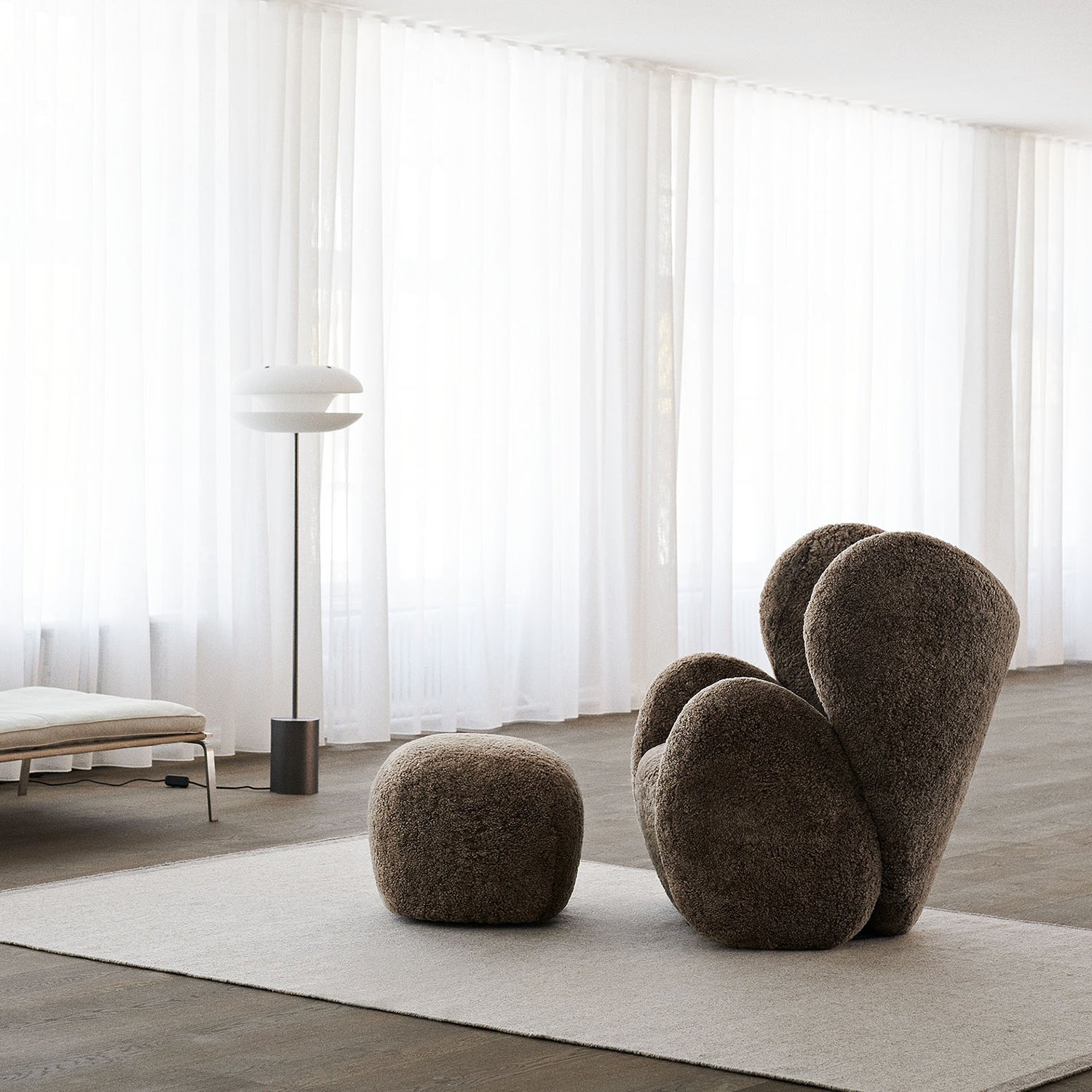 NORR11 Big Little Pouf in sheepskin