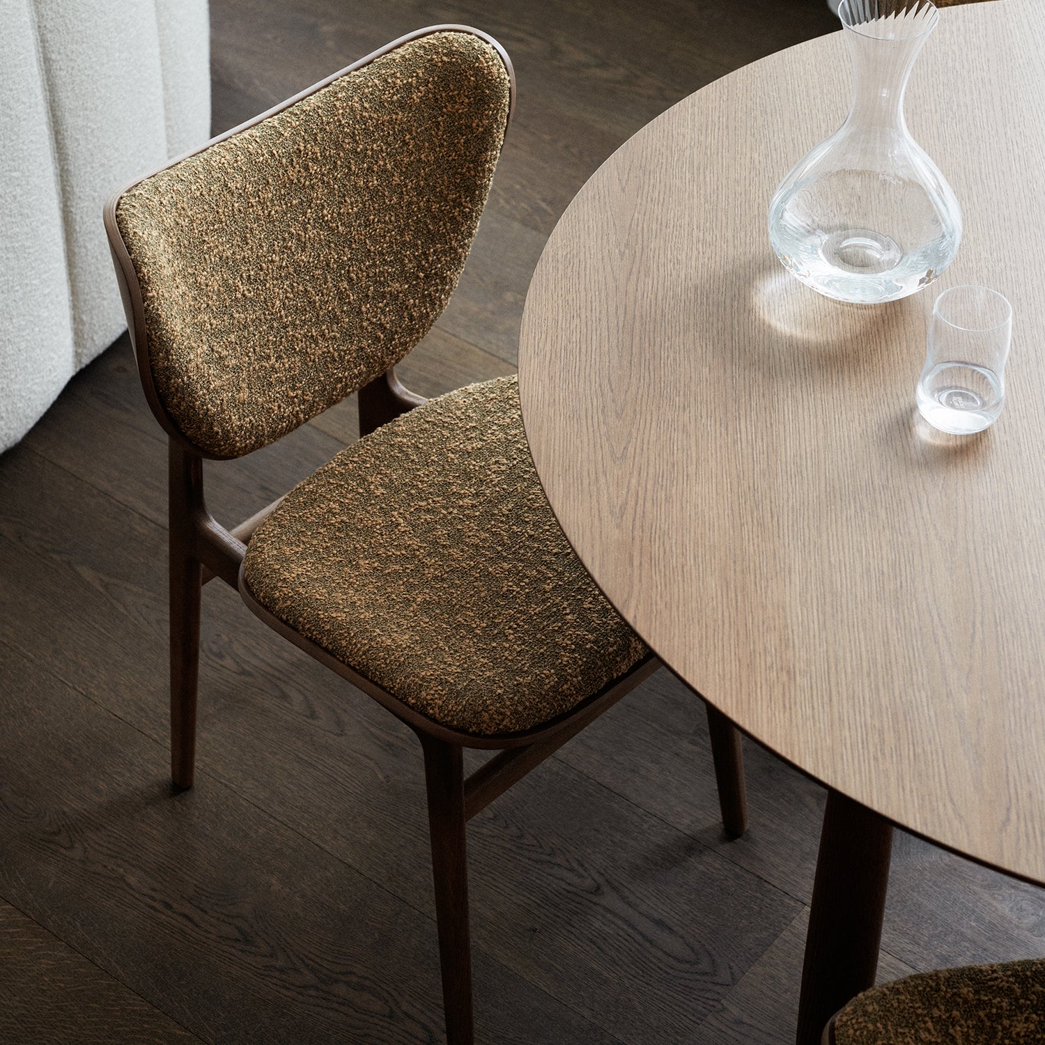 NORR11 OKU Round Dining Table in  light smoked oak