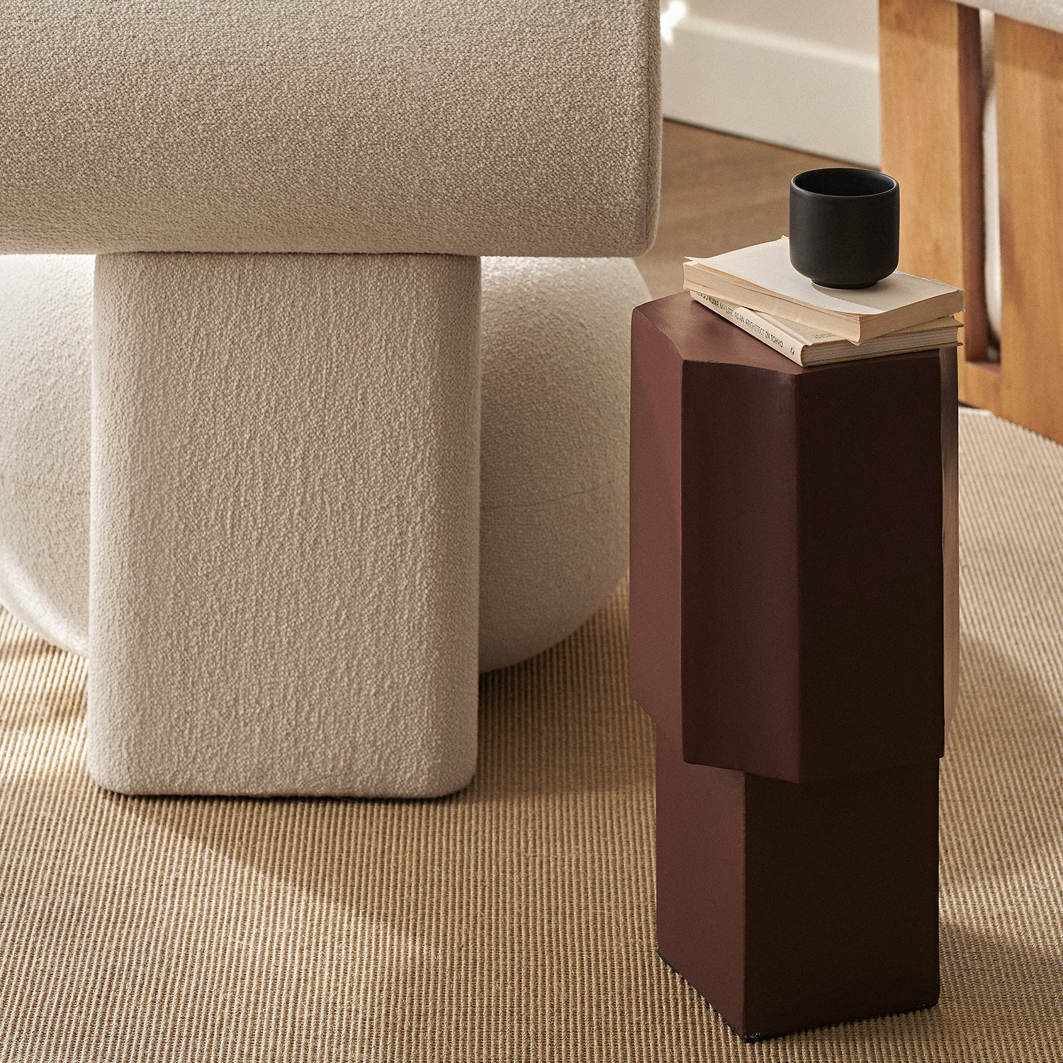 NORR11 Quartz Side Table in maroon