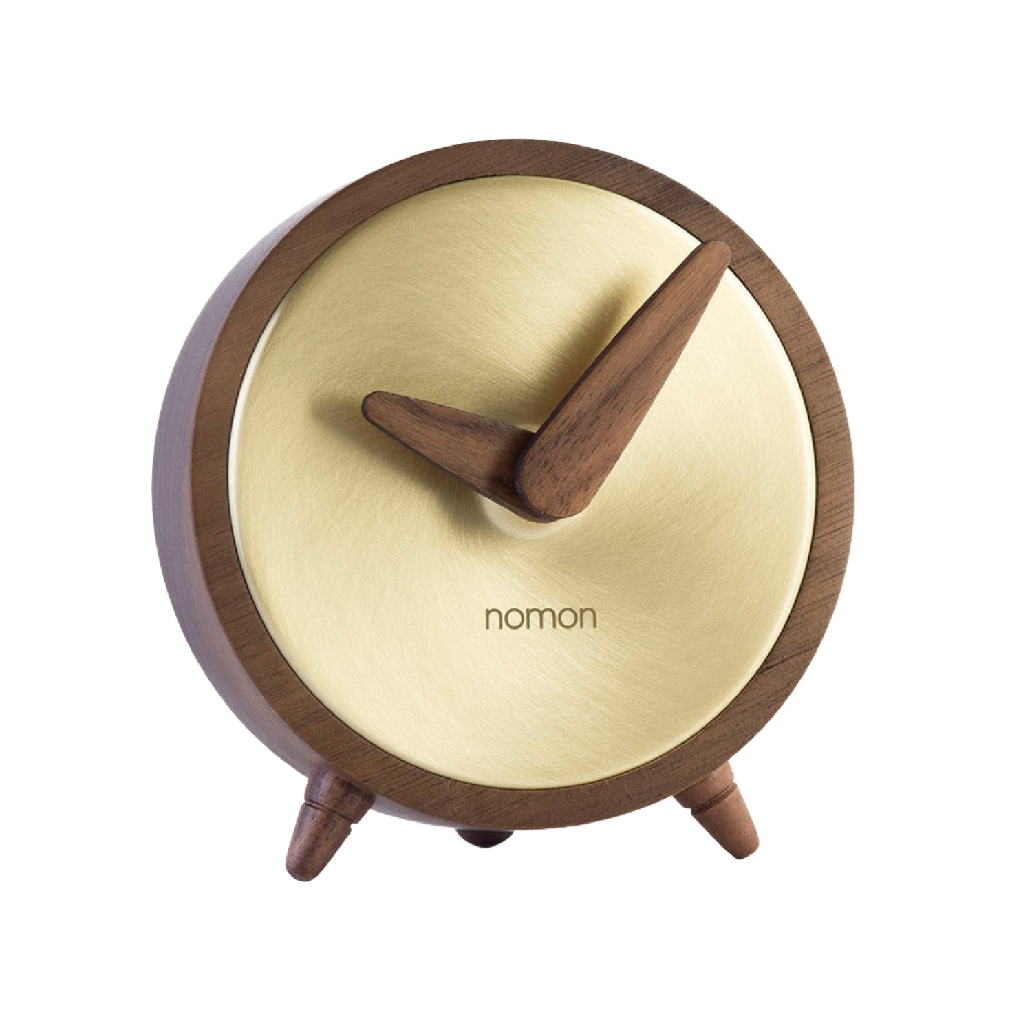 Nomon Atomo table clock in walnut and brass