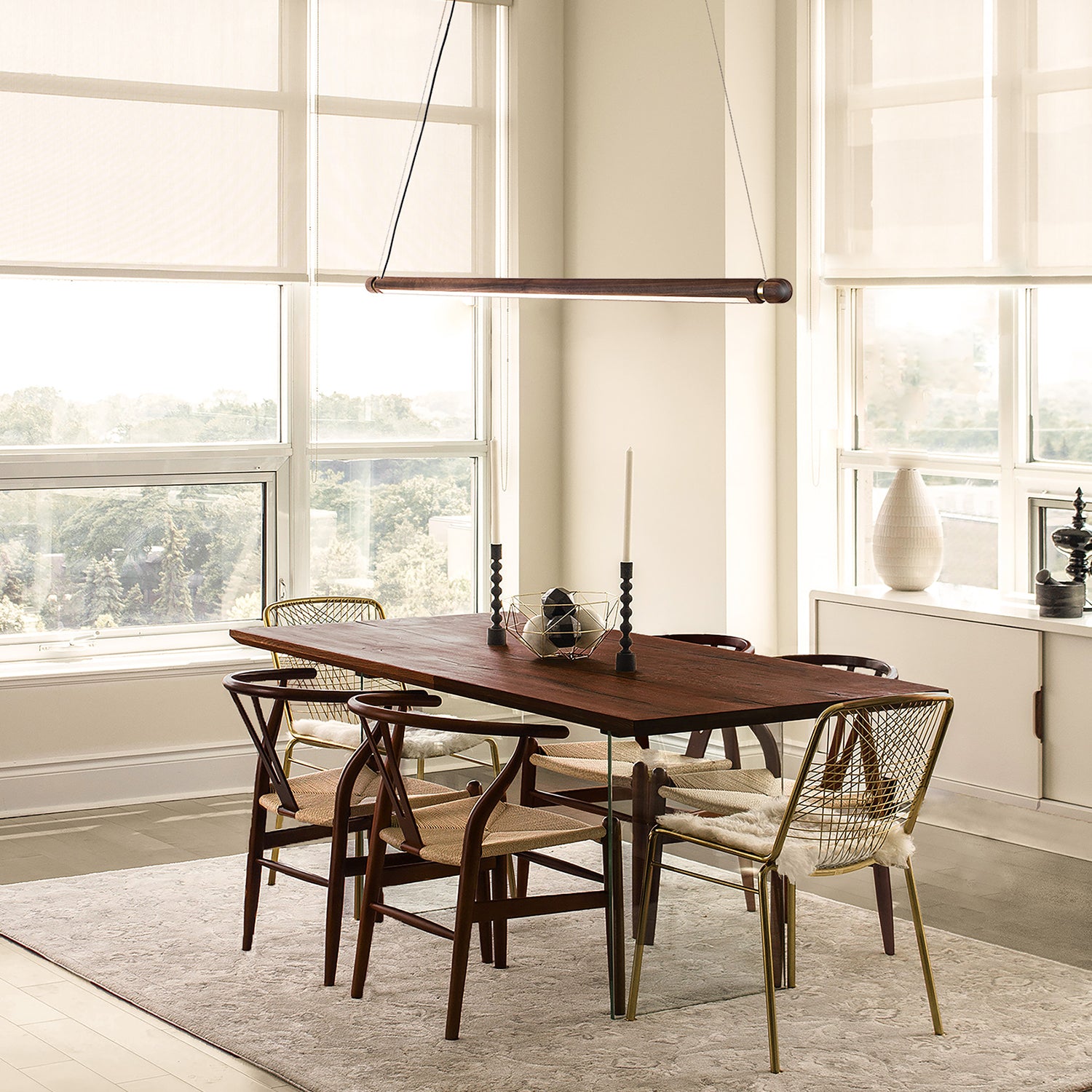 Nomon Linea H Pendant in walnut and brass