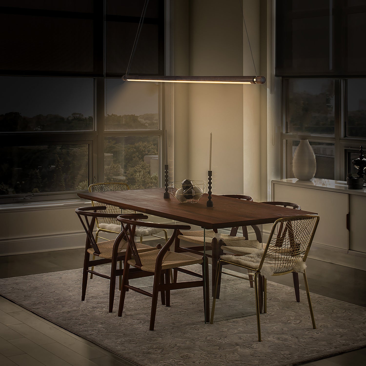 Nomon Linea H Pendant in walnut and brass