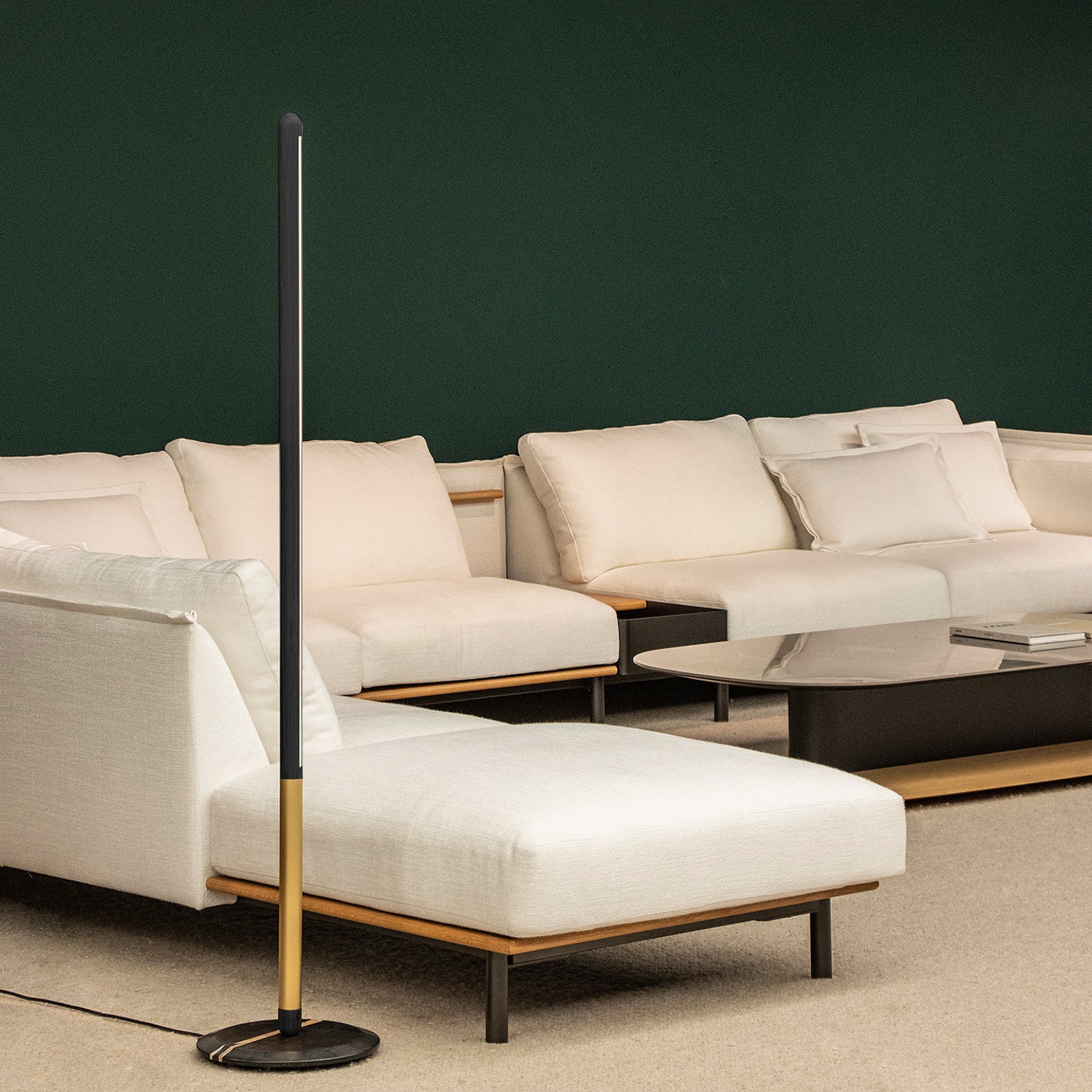 Nomon Linea Uno Floor Lamp in black ash and brass