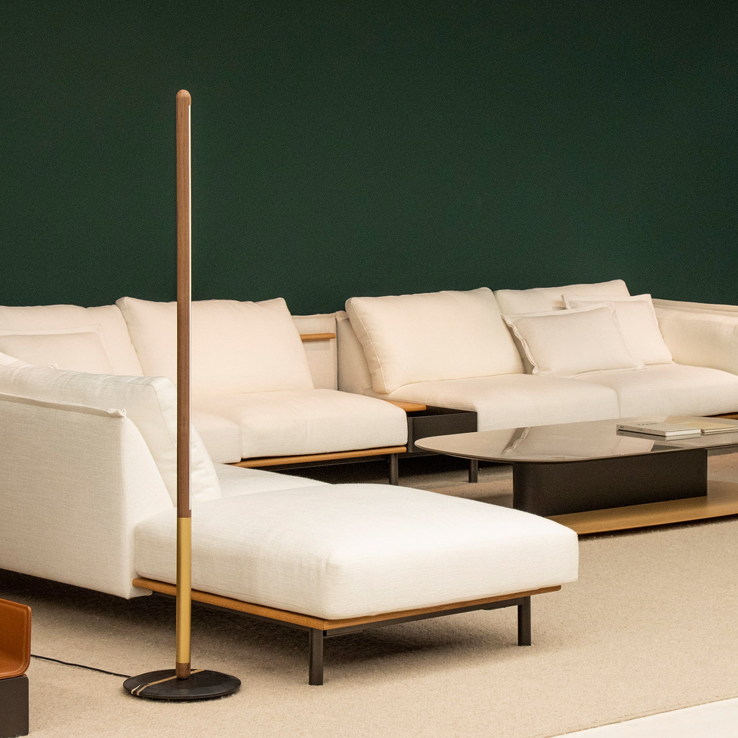 Nomon Linea Uno Floor Lamp in walnut and brass