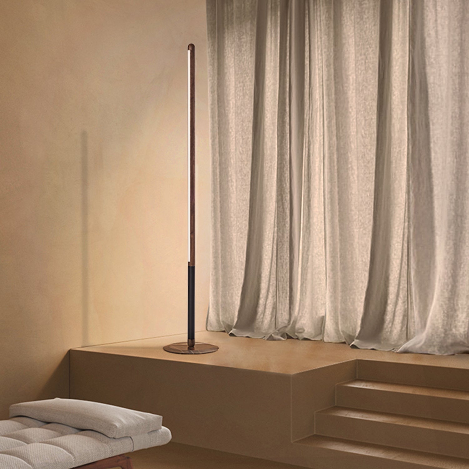 Nomon Linea Uno Floor Lamp in walnut and graphite