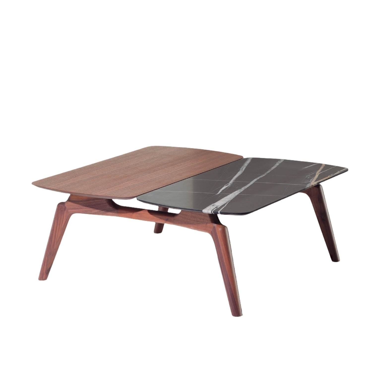 Nomon Mesa Mixta Duo Coffee Table in walnut and sahara noir marble