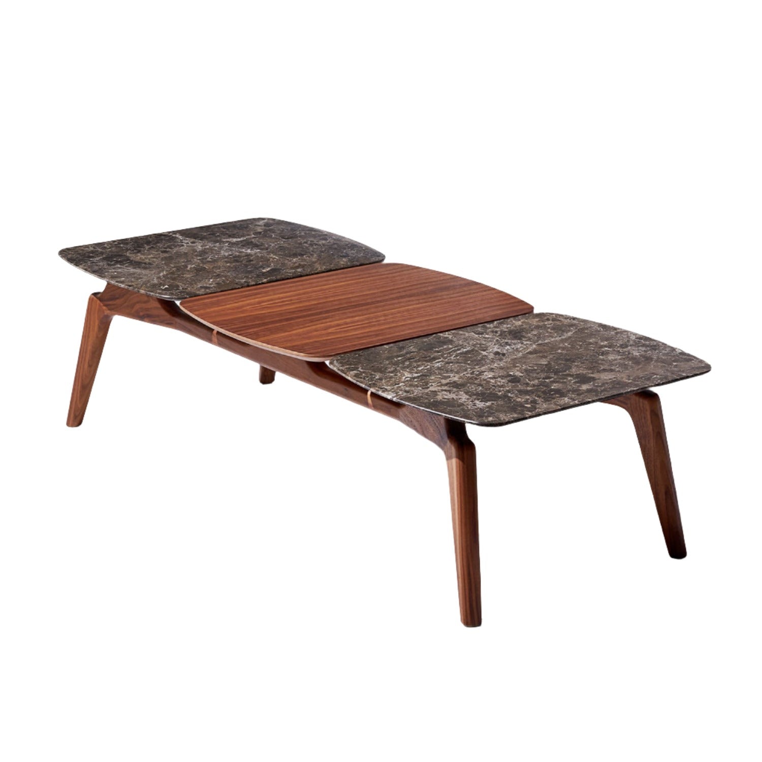 Nomon Mesa Mixta Trio Coffee Table in walnut and emperador marble