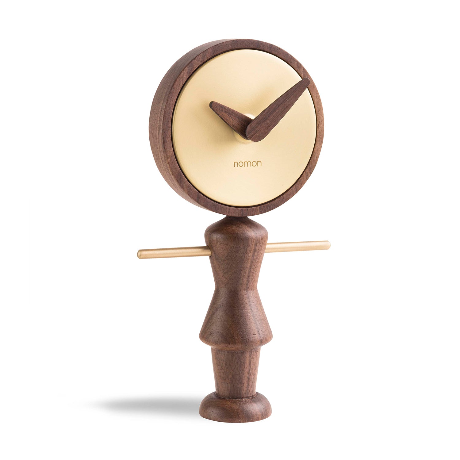 Nomon Nena Table Clock in Walnut & Brass