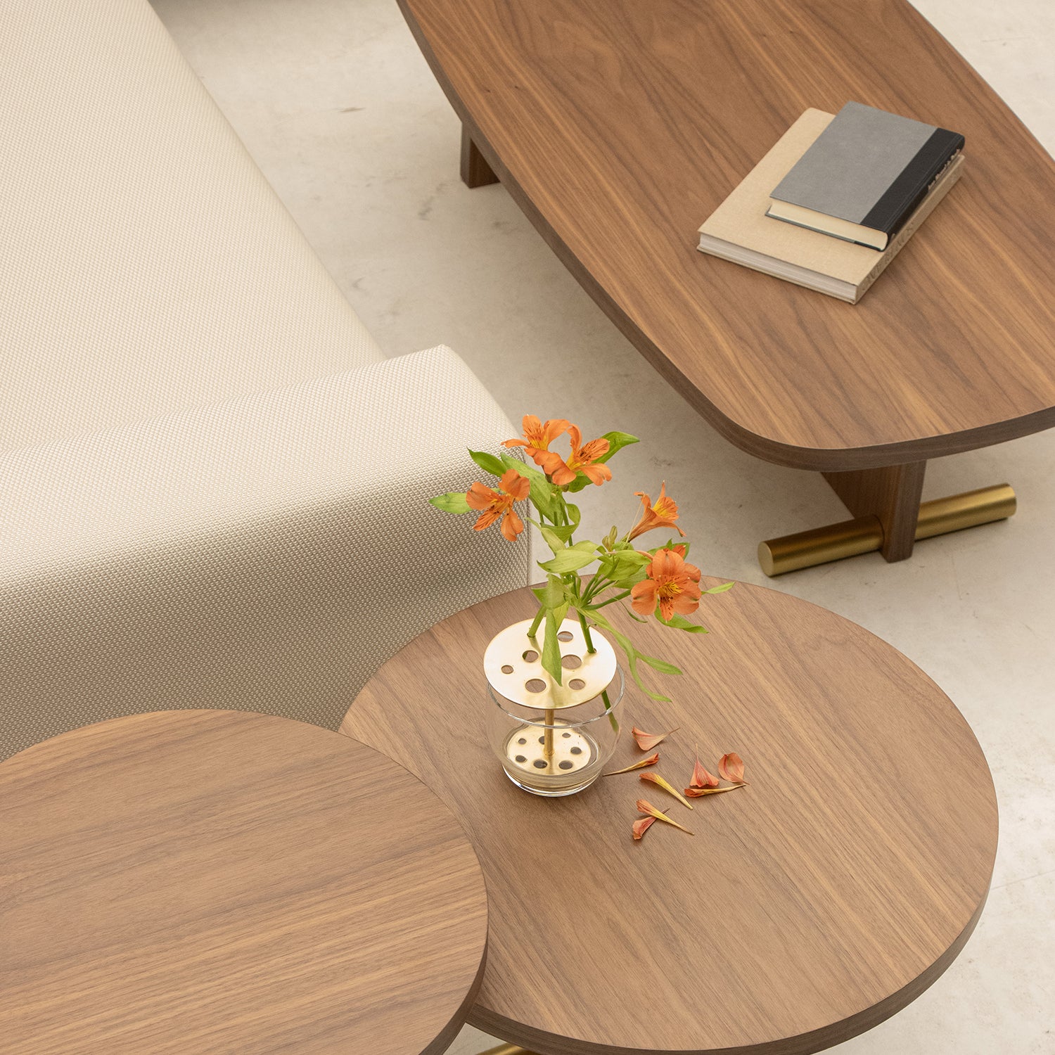 Nomon Nova coffee table in walnut and gold ambience image