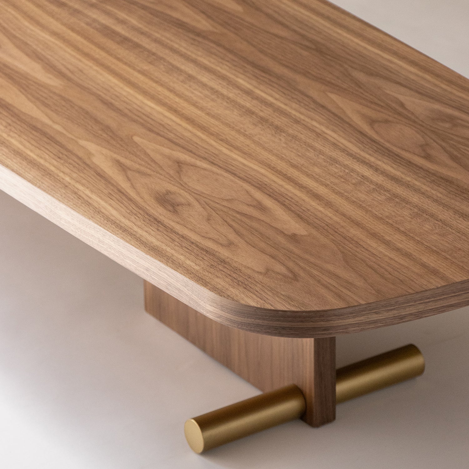 Nomon Nova coffee table in walnut and gold detail shot