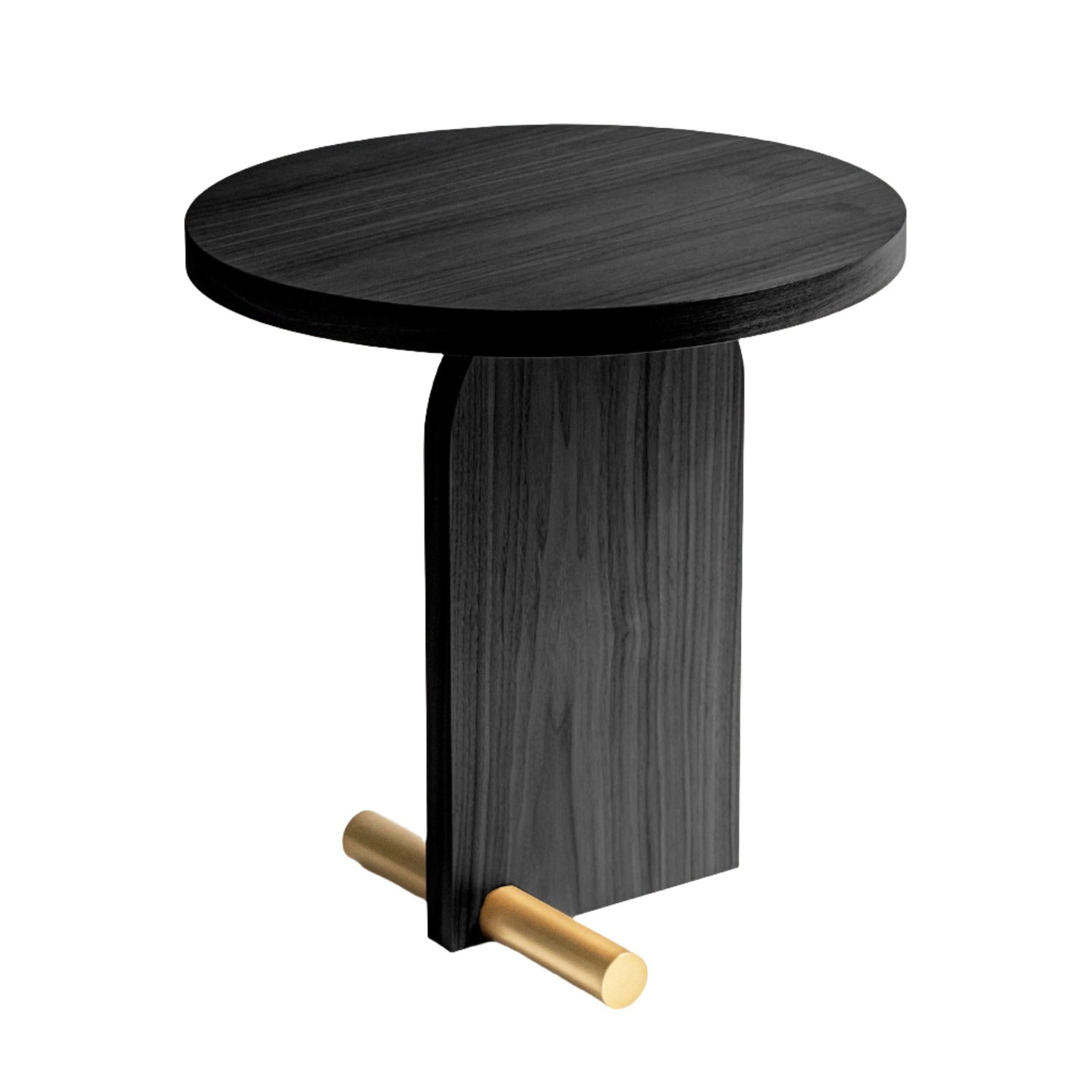 Nomon Side Table 48cm in Black ash and brass