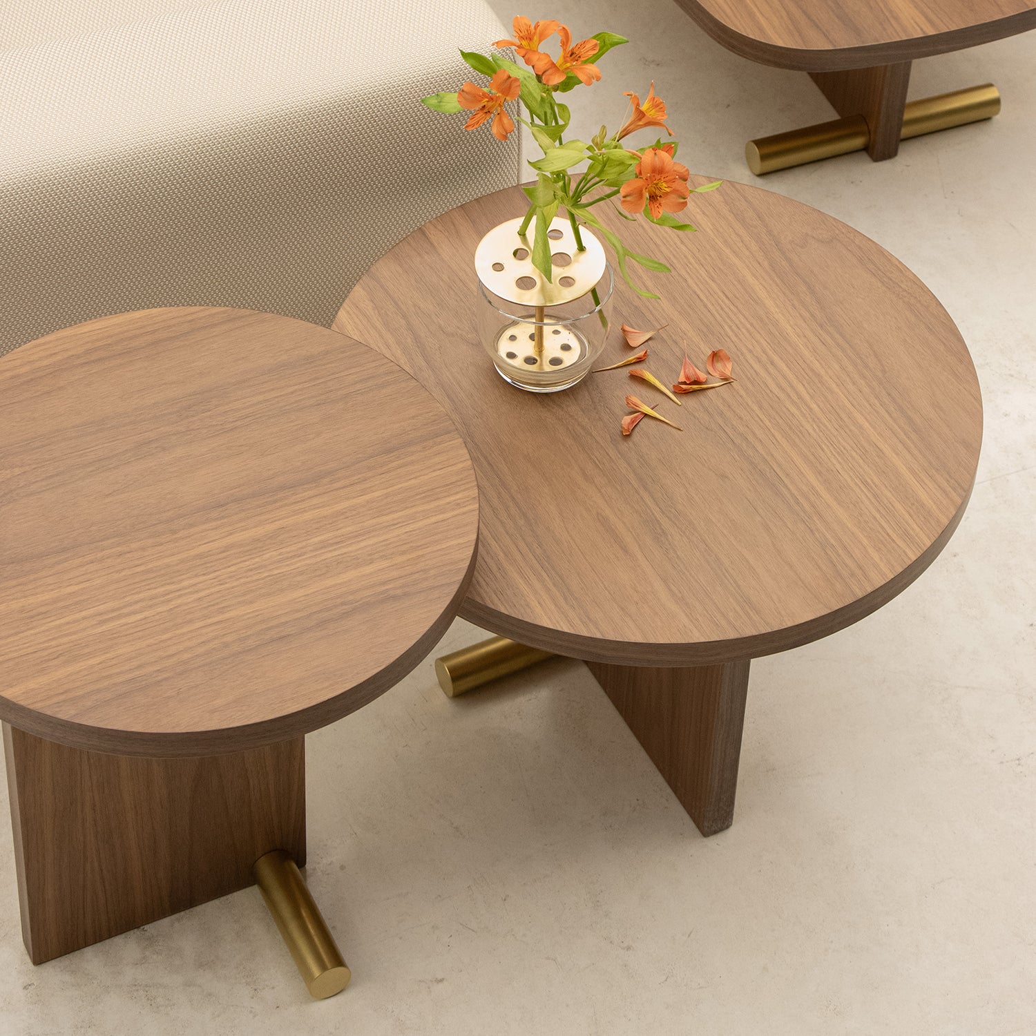 Nomon Side Table 59cm in walnut and brass