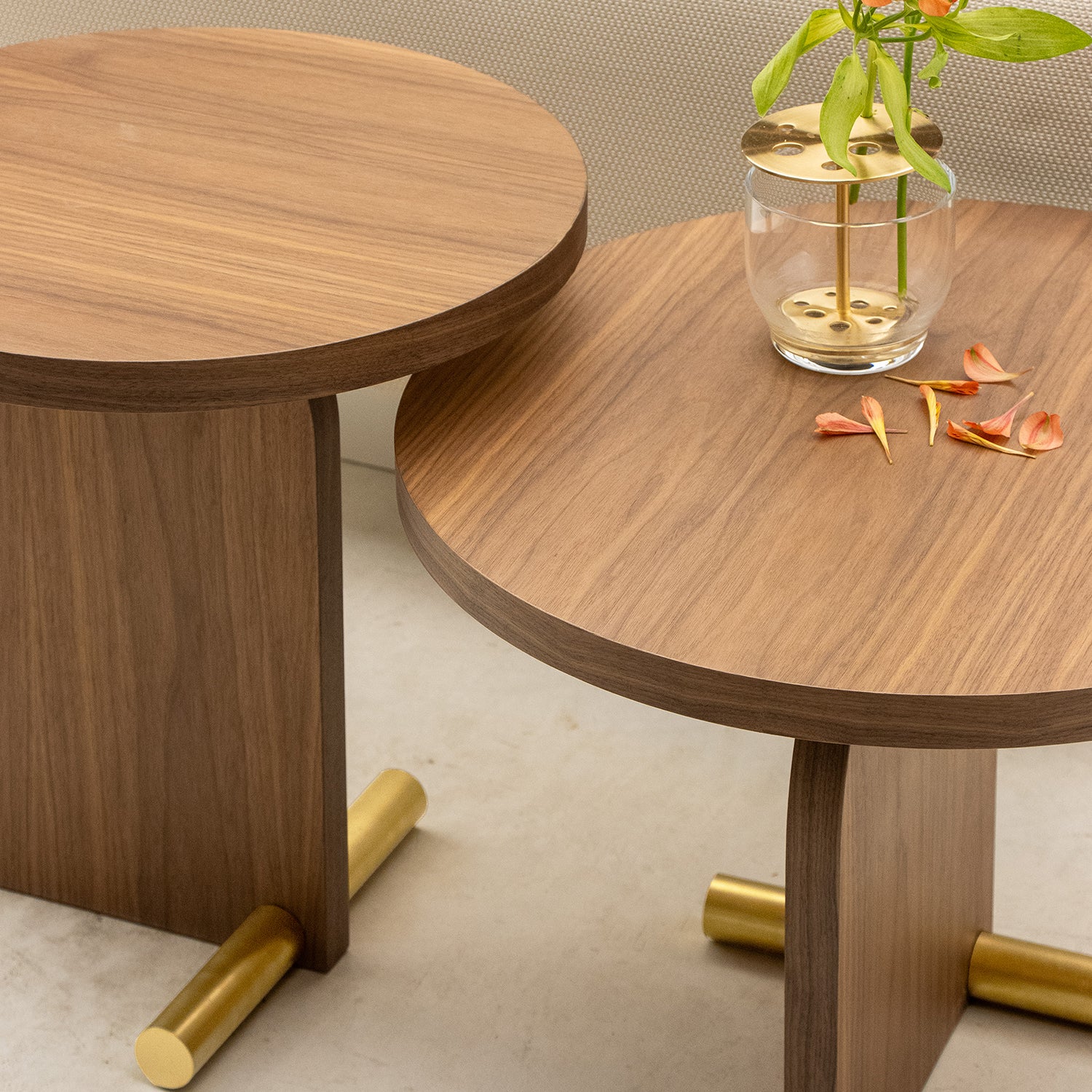 Nomon Side Table in walnut and brass