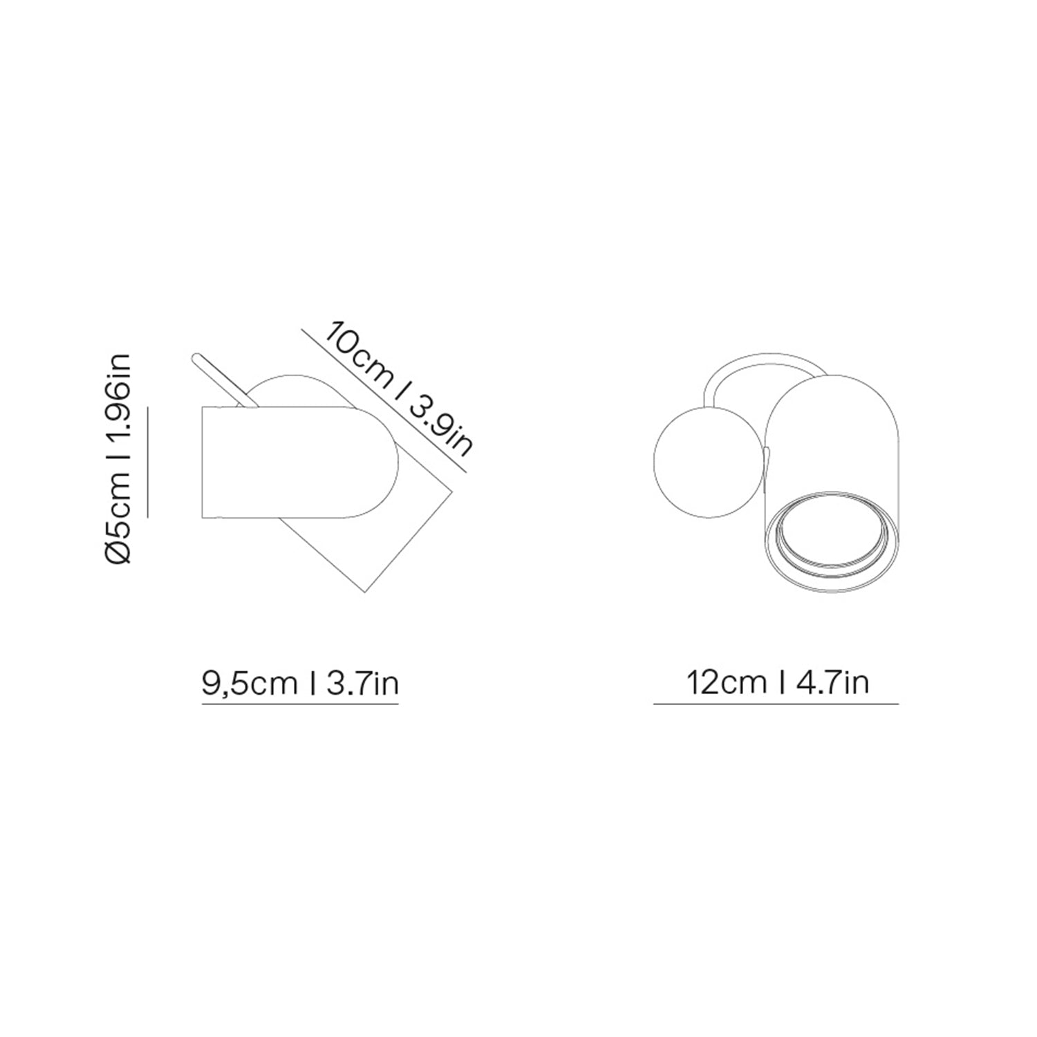 Nomon Onfa wall aplique technical drawing with dimensions