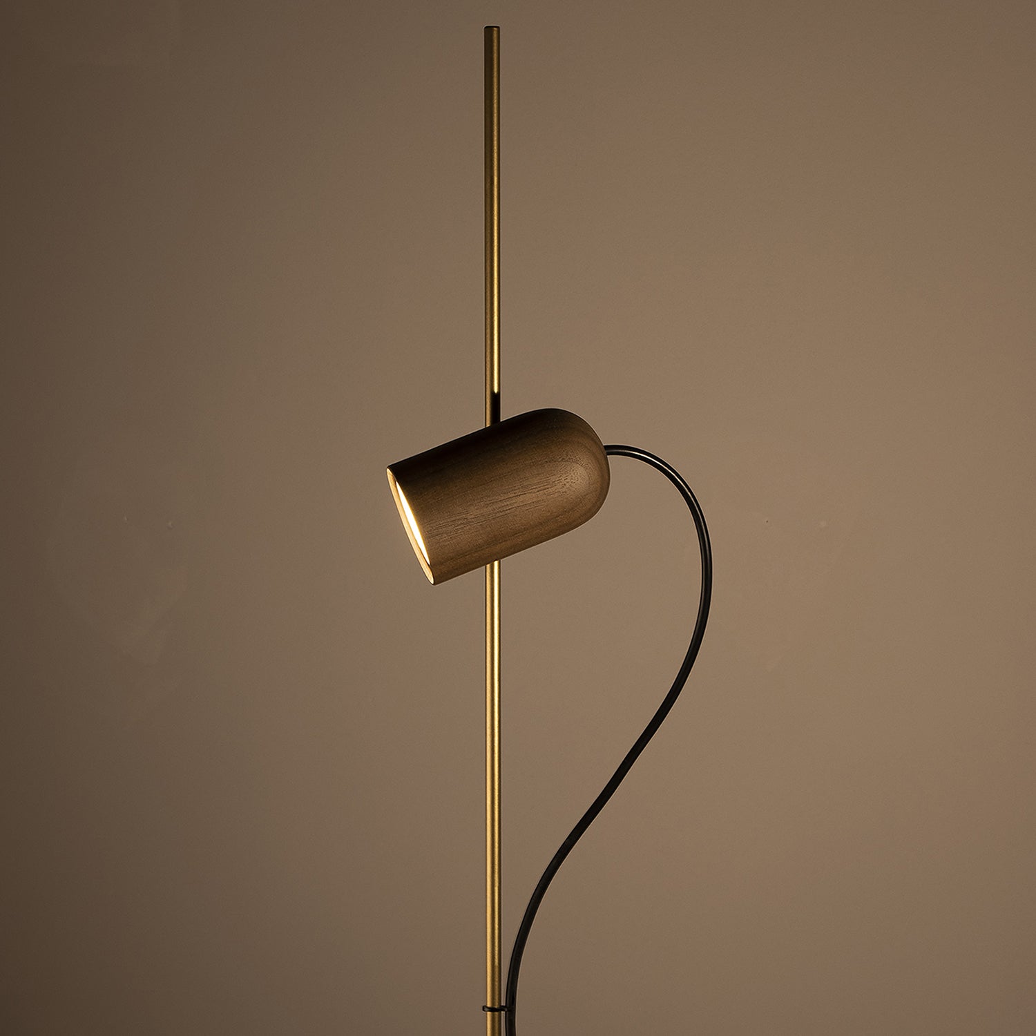 Nomon Onfa Suelo Floor Lamp in walnut and gold