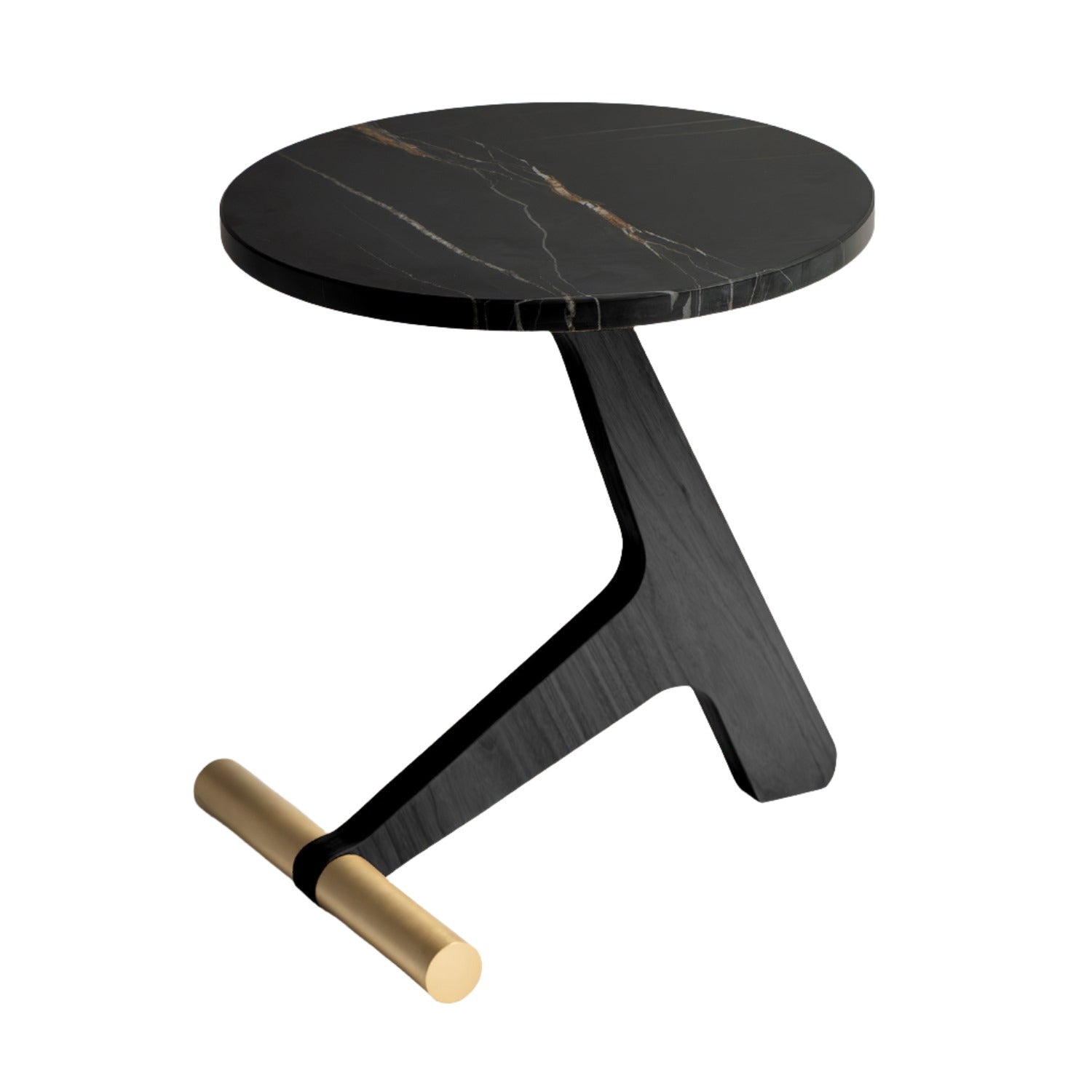 Nomon Puntero Side Table in black ash and sahara noir marble