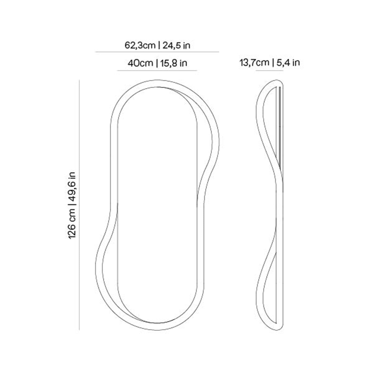 Nomon Espejo Unut Oval Mirror in walnut measurements