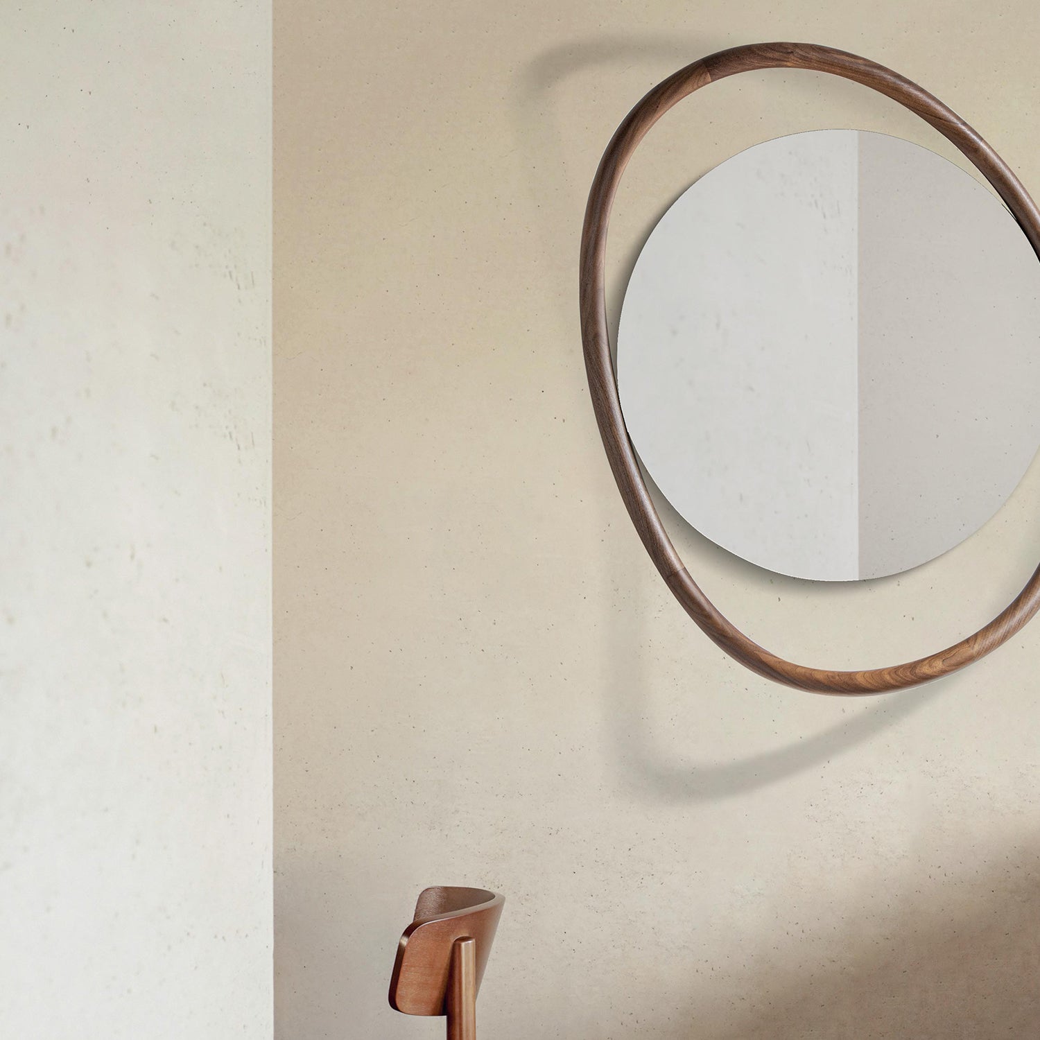 Nomon Espejo Unut Round Mirror in walnut