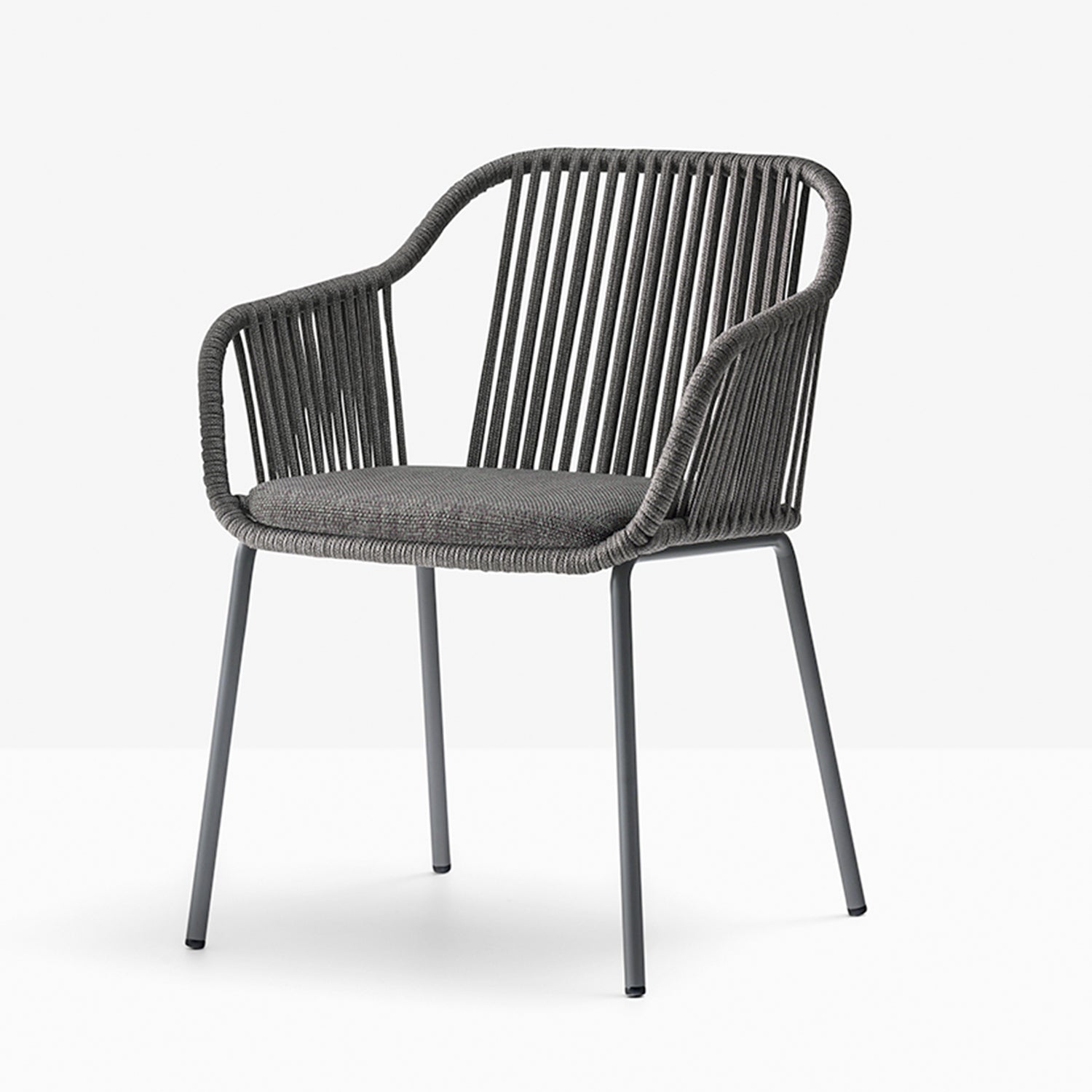 Pedrali Babila Twist outdoor dining chair with seat cushion in anthracite angle image