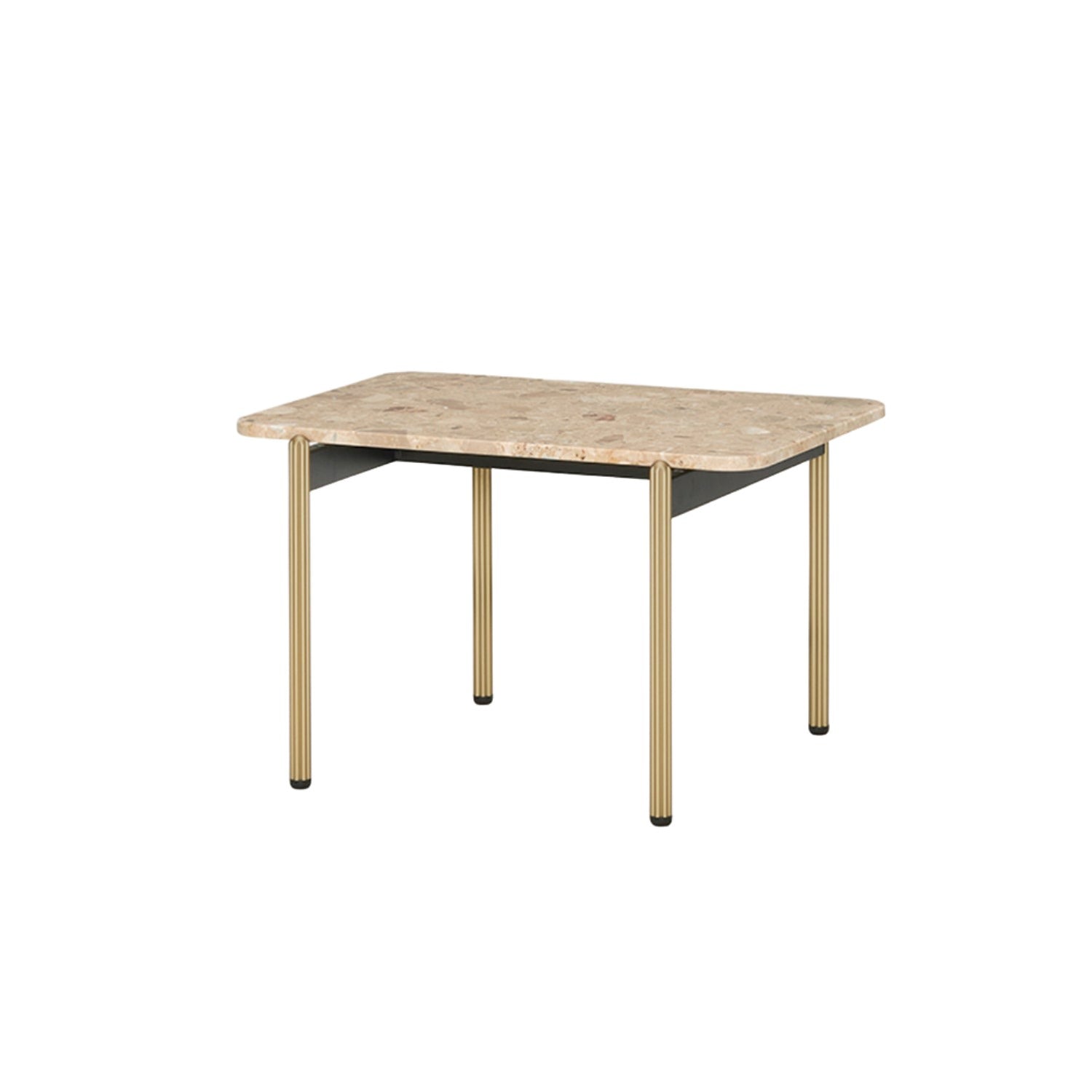 Pedrali Blume coffee side table in composite marble and brass legs