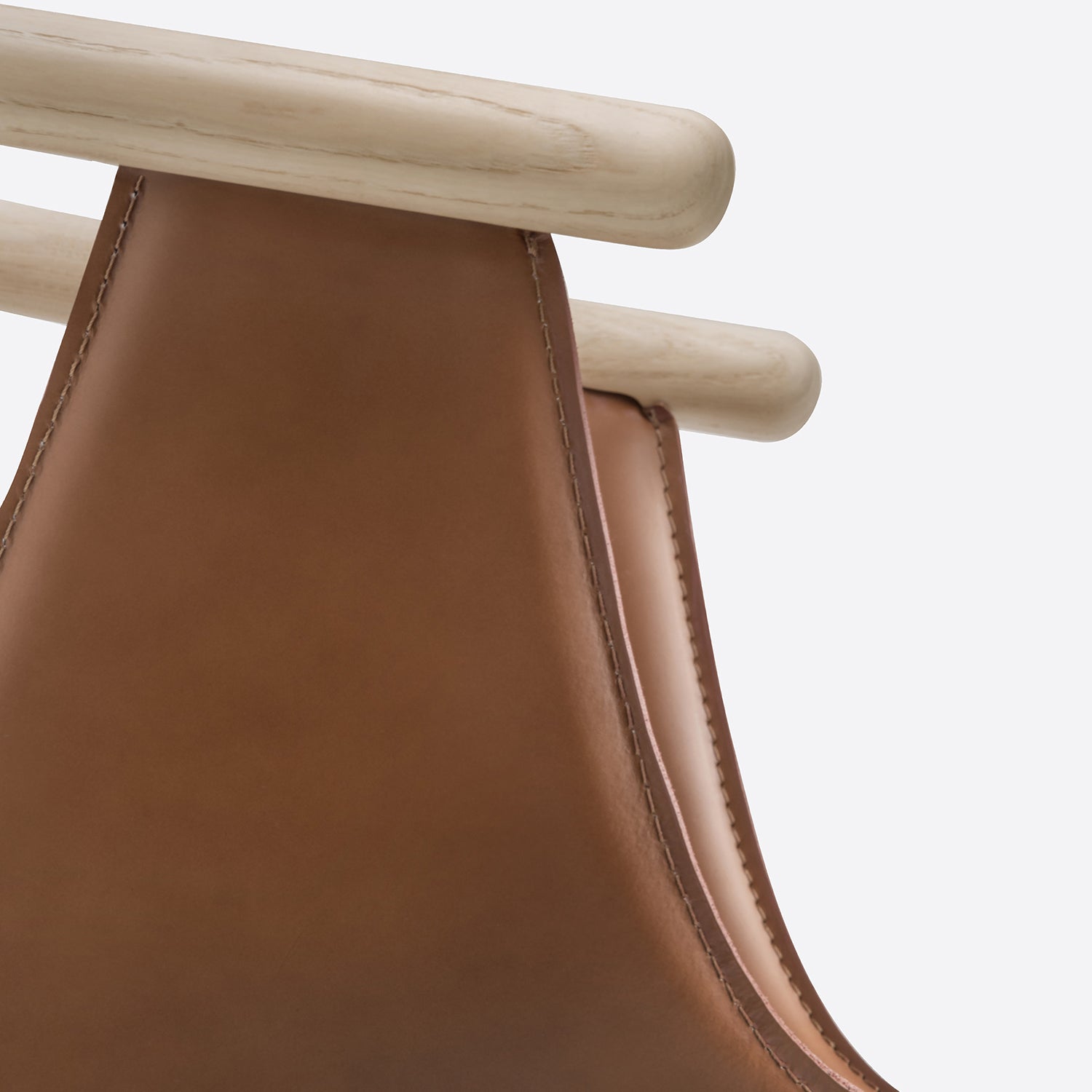 Pedrali Fox 3727 Dining Chair in brown leather detail