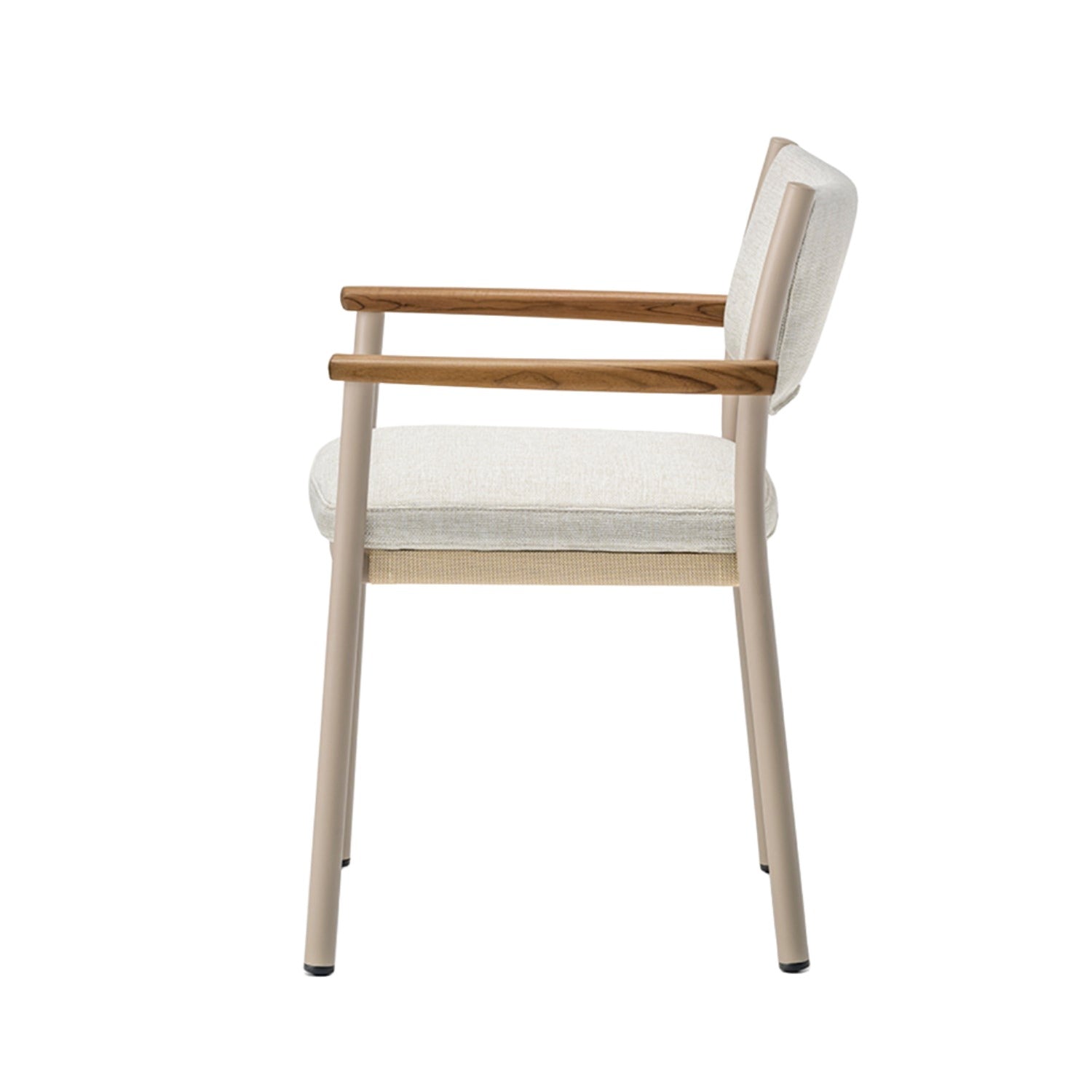 Pedrali 3694+3694.5 outdoor dining chair in beige frame and grey upholstery