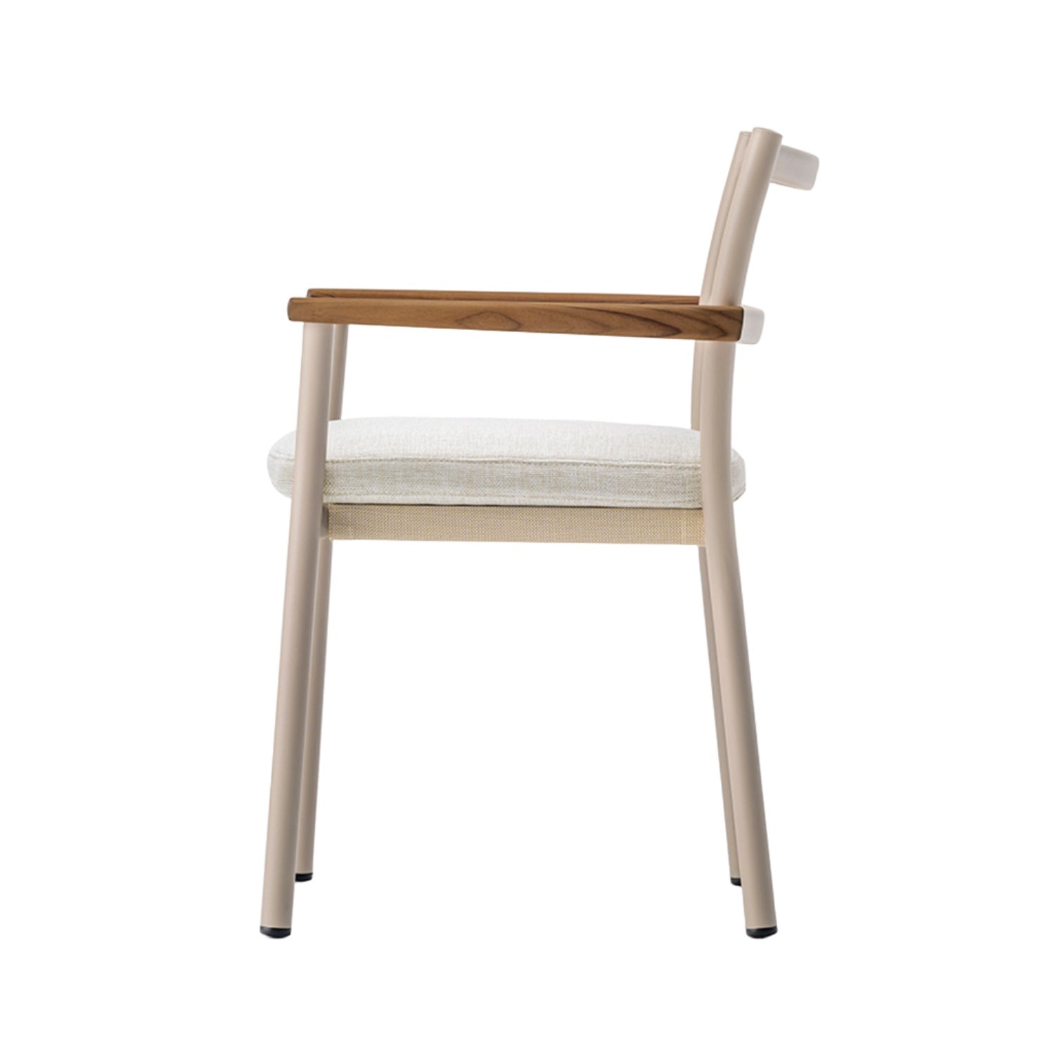 Pedrali 3694 outdoor dining chair in beige frame and grey upholstery