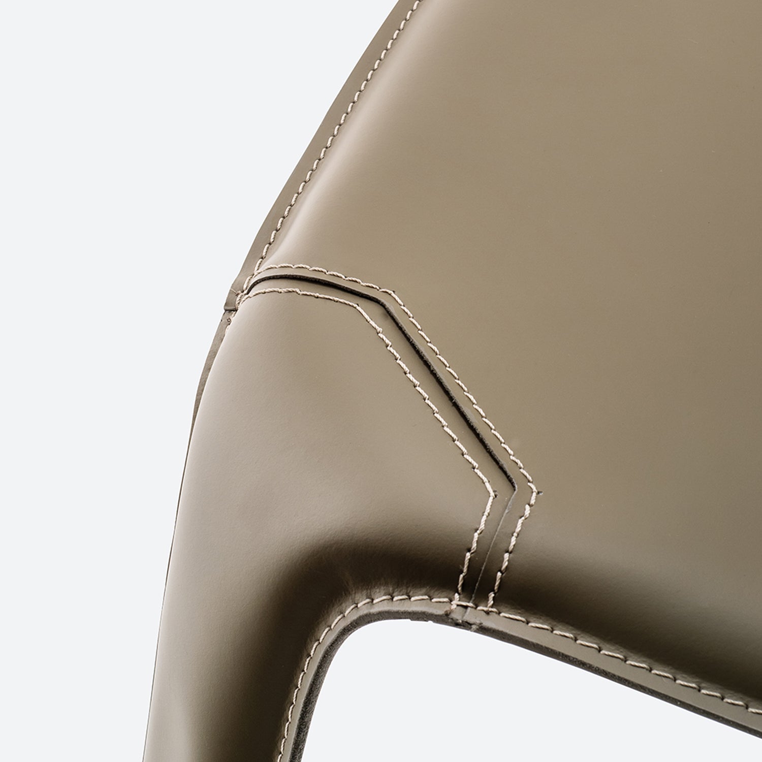 Pedrali Mood dining leather chair stitching detail in beige