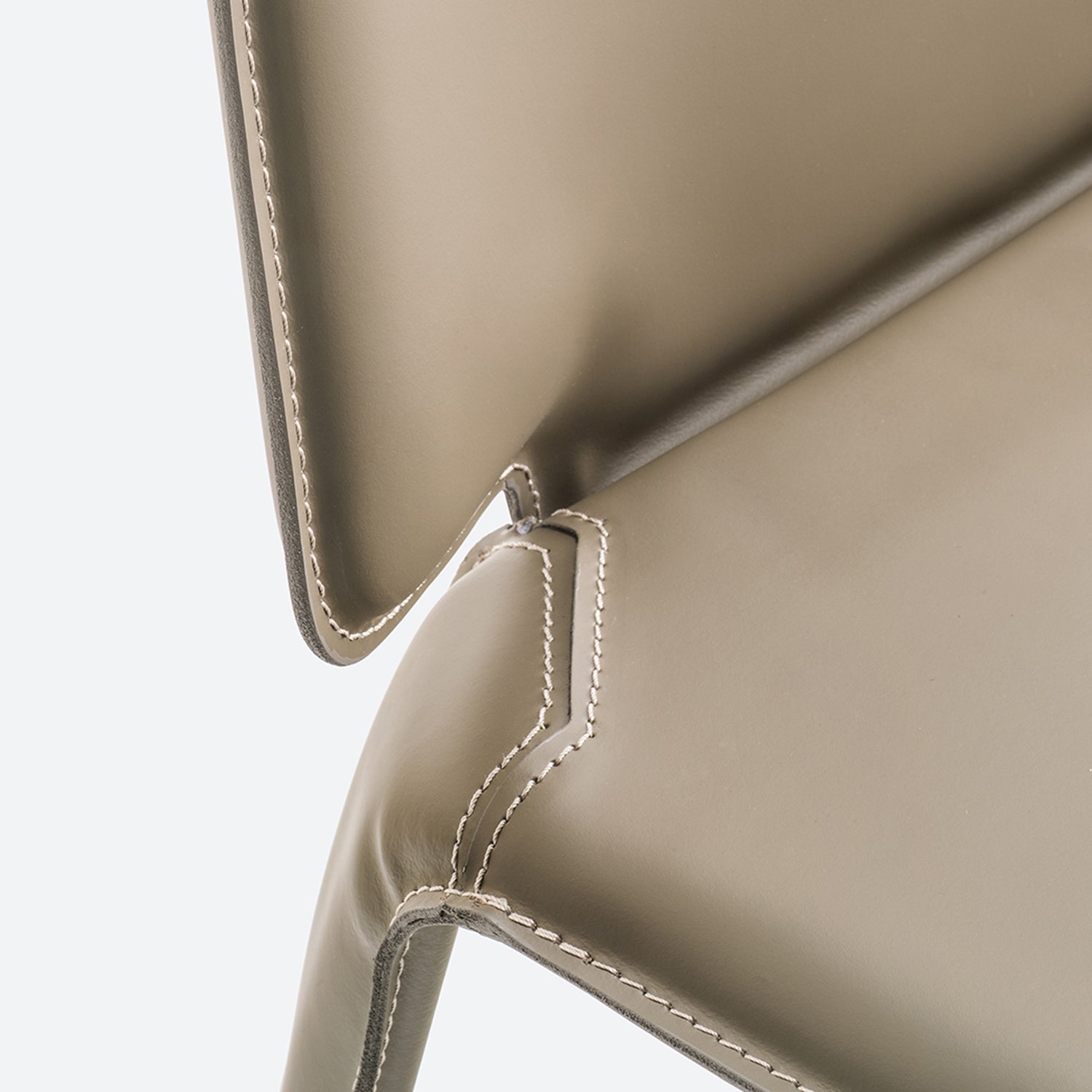 Pedrali Mood dining leather chair stitching detail in beige