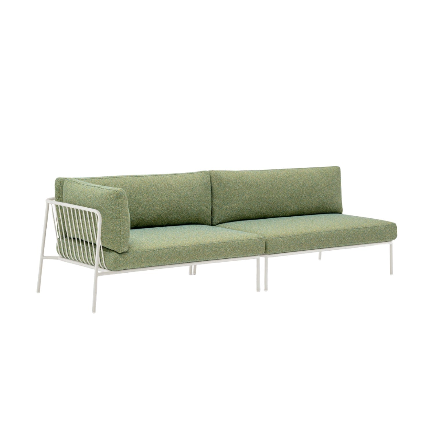 Pedrali Nolita Modular Outdoor Sofa in white with green cushions