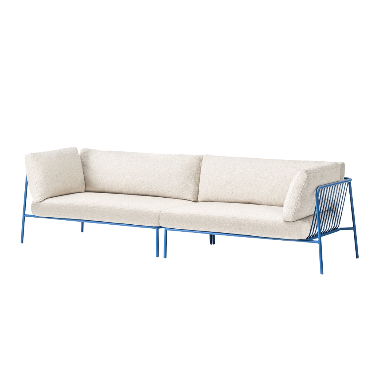 Pedrali Nolita Modular Outdoor Sofa in blue with white cushions