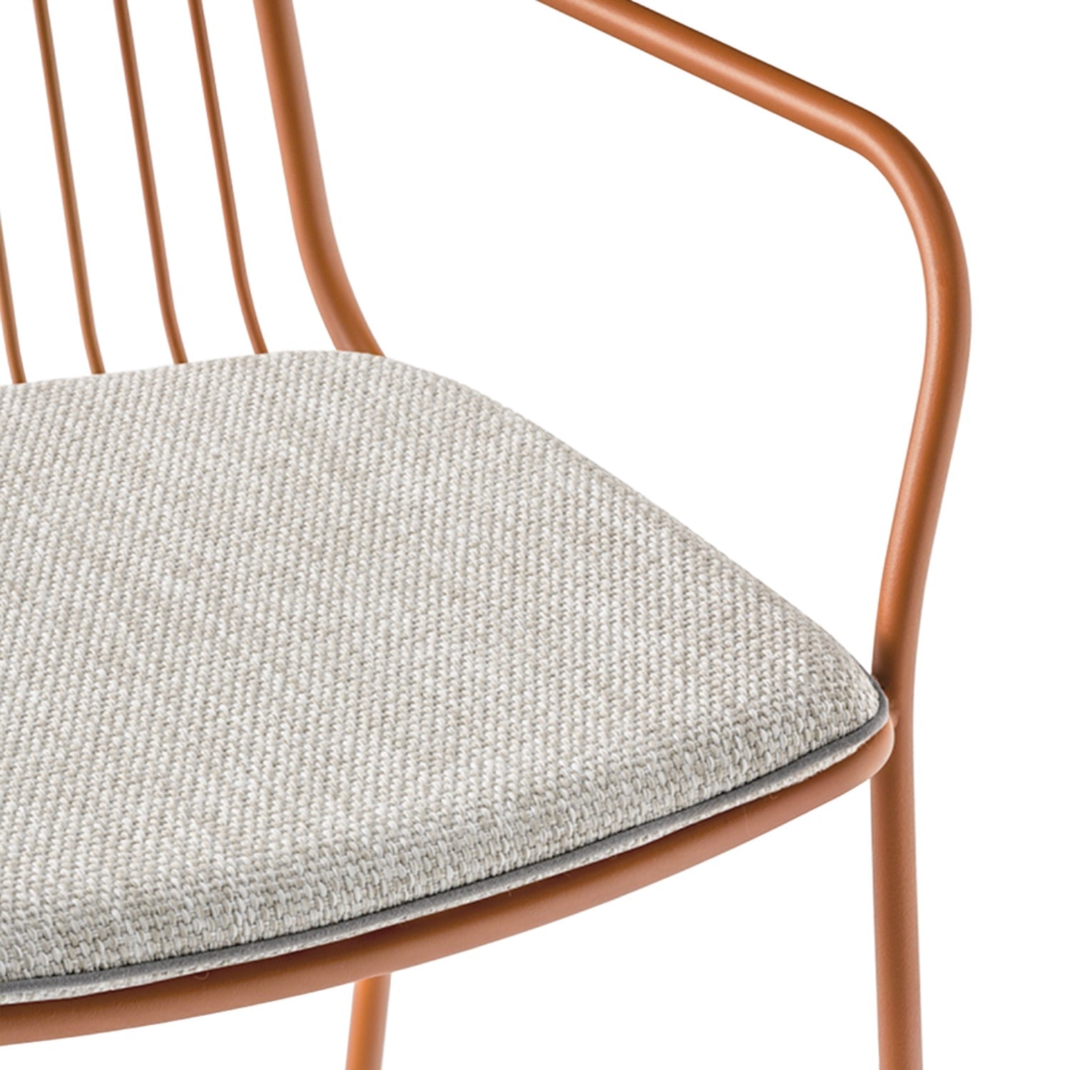 Pedrali detail image of Nolita 3650-3 seat cushion on terracotta Nolita 3656 chair