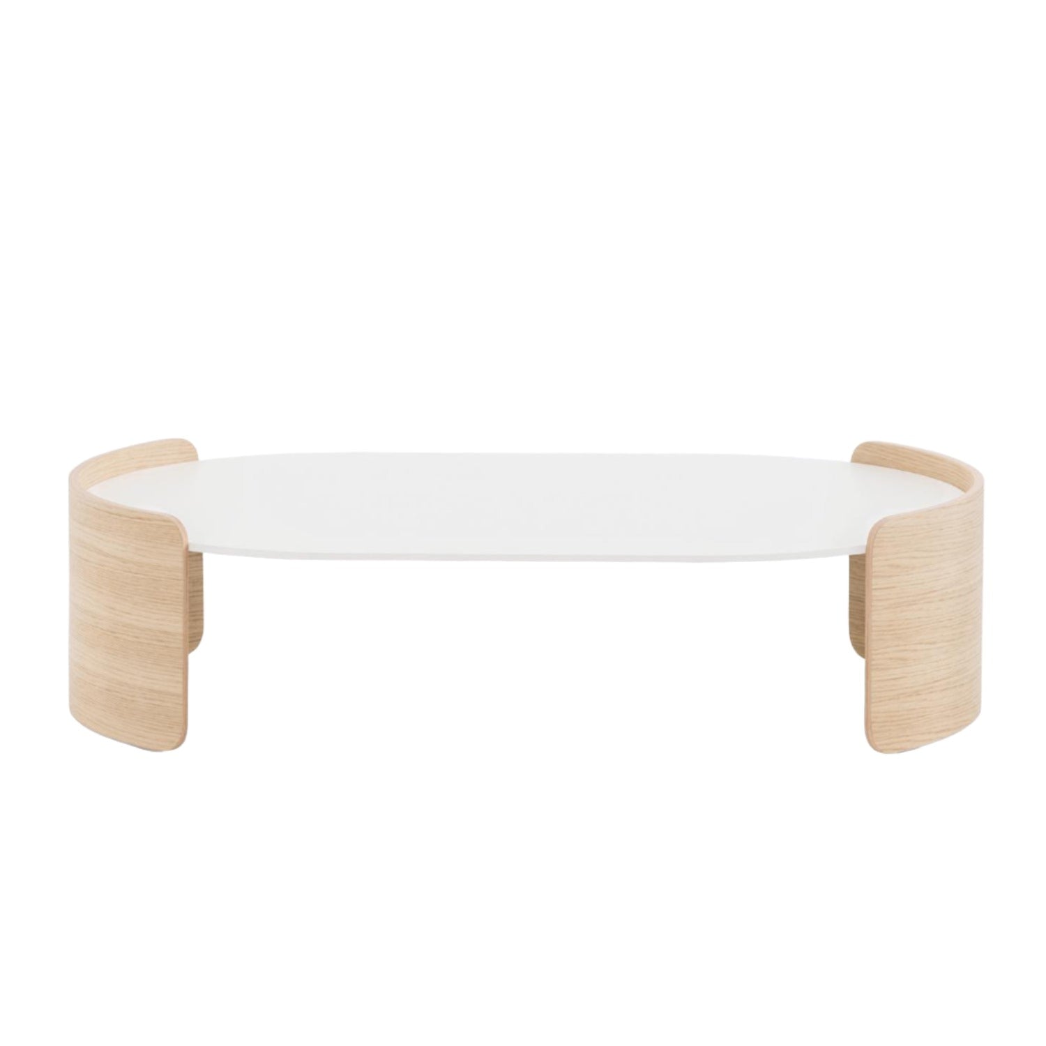 Pedrali Parenthesis 120cm coffee table in oak frame and white laminate top