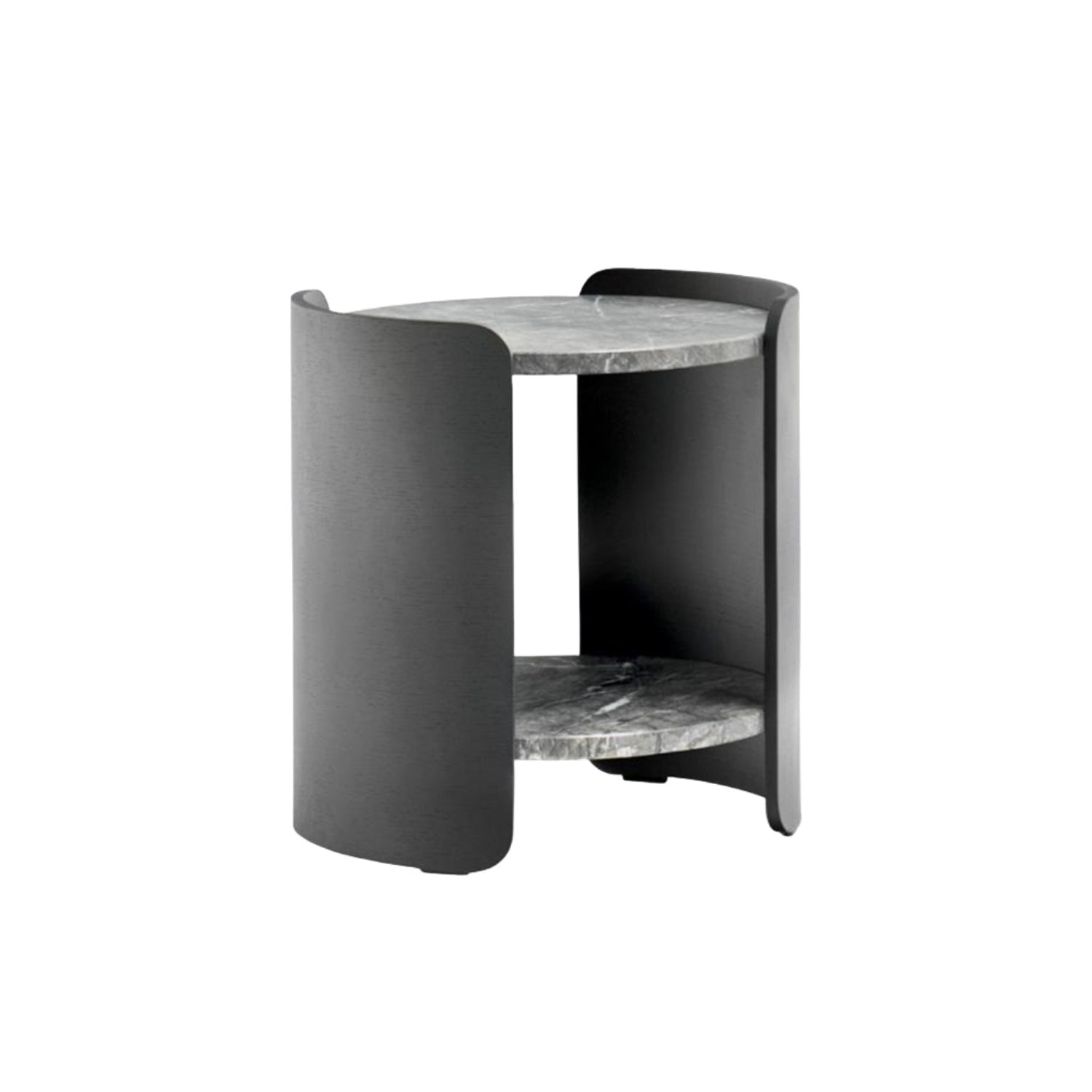 Pedrali Parenthesis side table in black oak frame and grey composite marble top