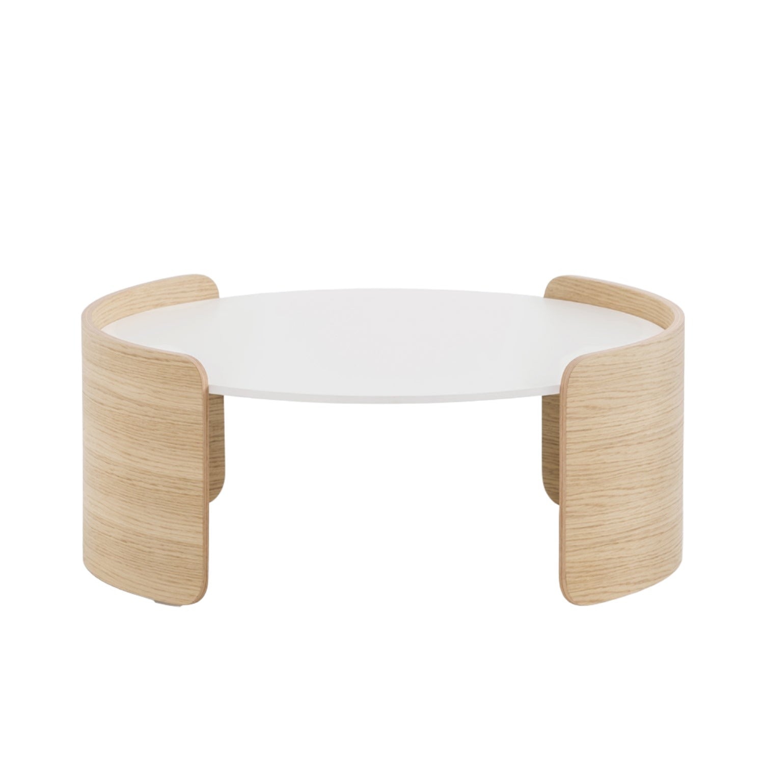 Pedrali Parenthesis coffee table in oak frame and white laminate top