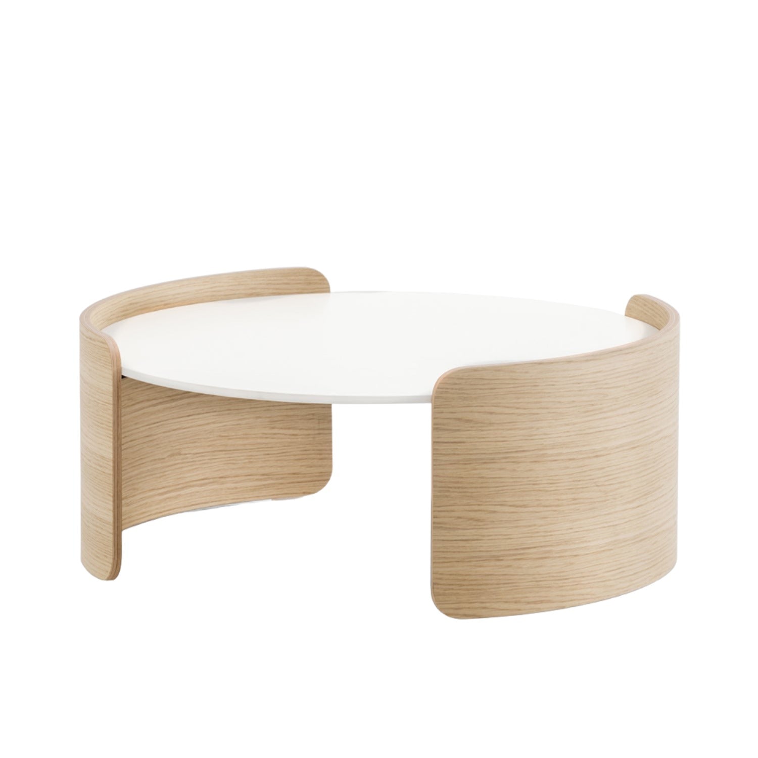 Pedrali Parenthesis coffee table in oak frame and white laminate top