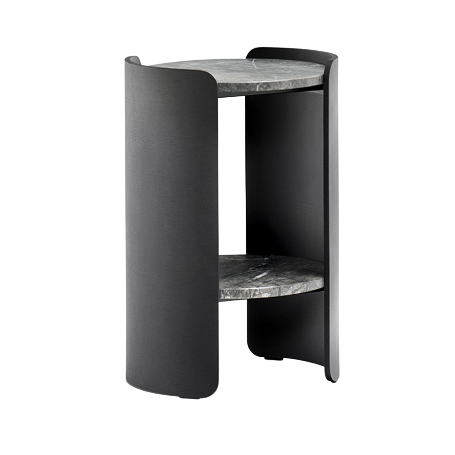 Pedrali Parenthesis side table in black oak frame and grey composite marble top