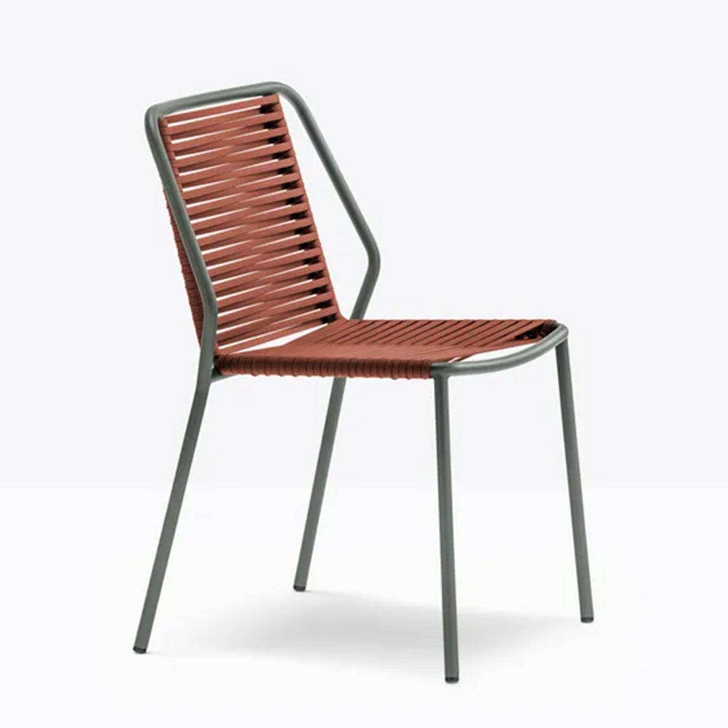 Pedrali Philia 3900 Outdoor Dining Chair in terracotta and green