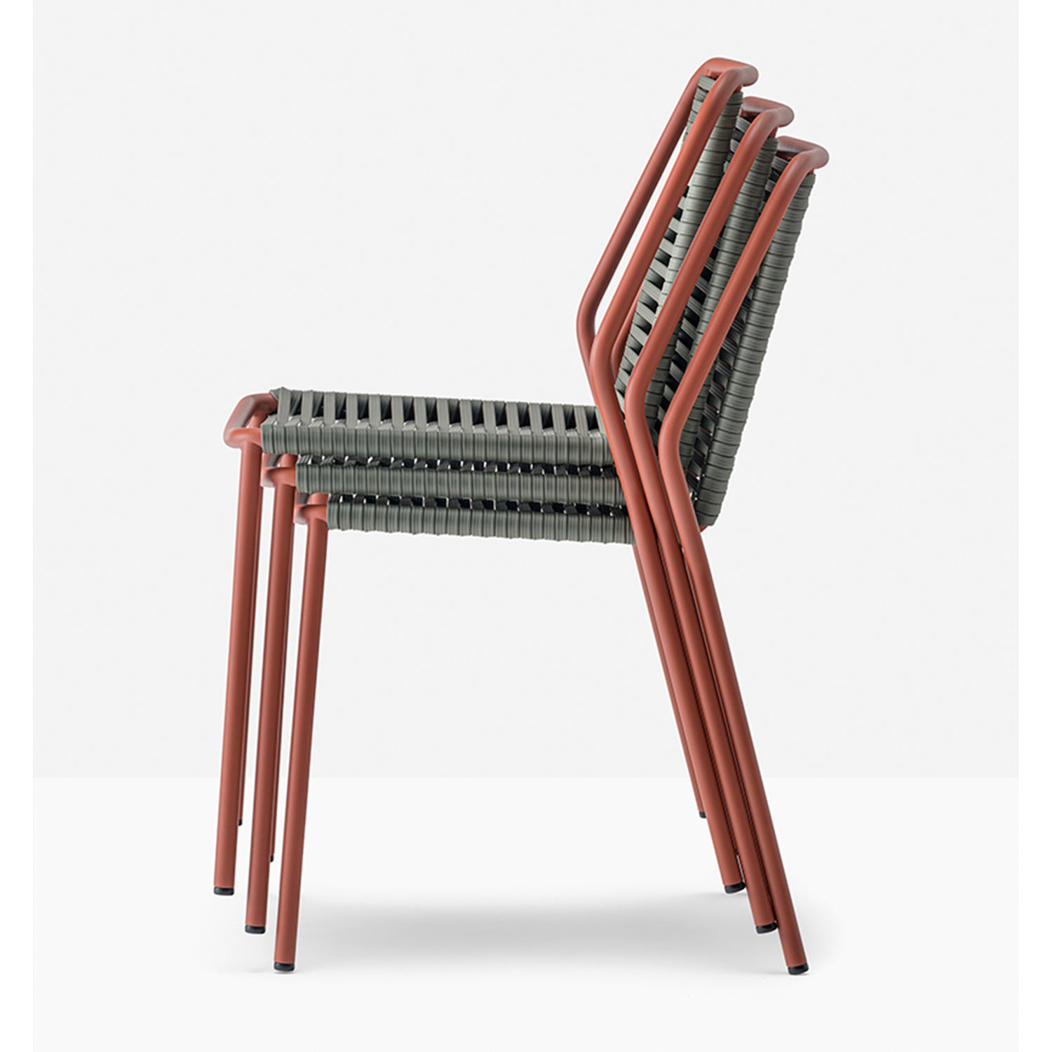 Pedrali Philia 3900 Outdoor Dining Chair in green & terracotta