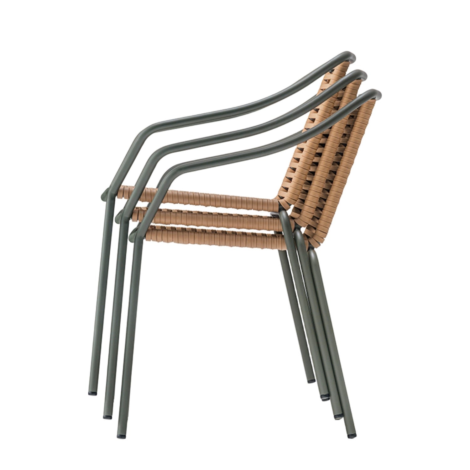 Pedrali Philia Outdoor Dining Chair in beige & green stacked