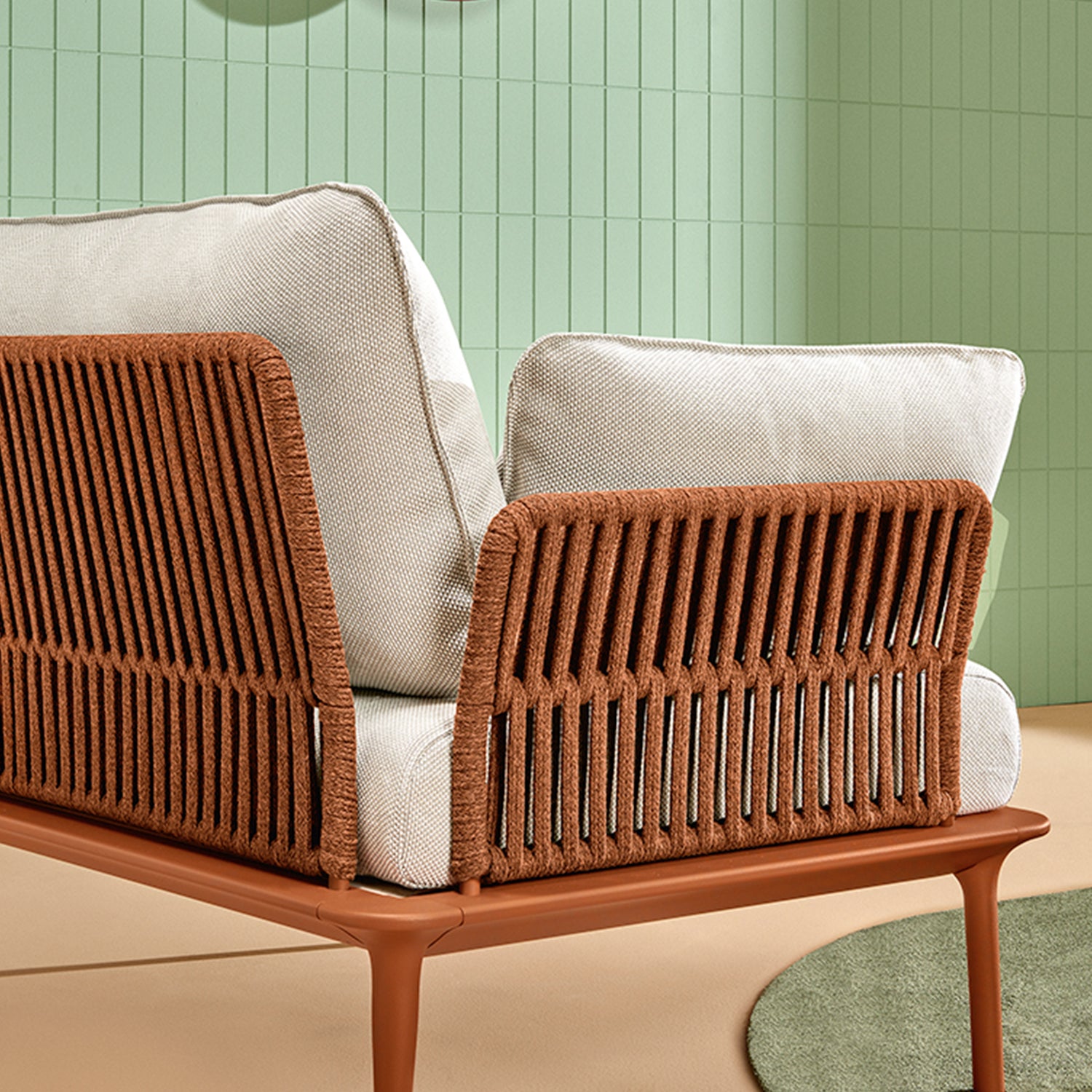 Pedrali Reva Twist armchair with terracotta cord ambience image