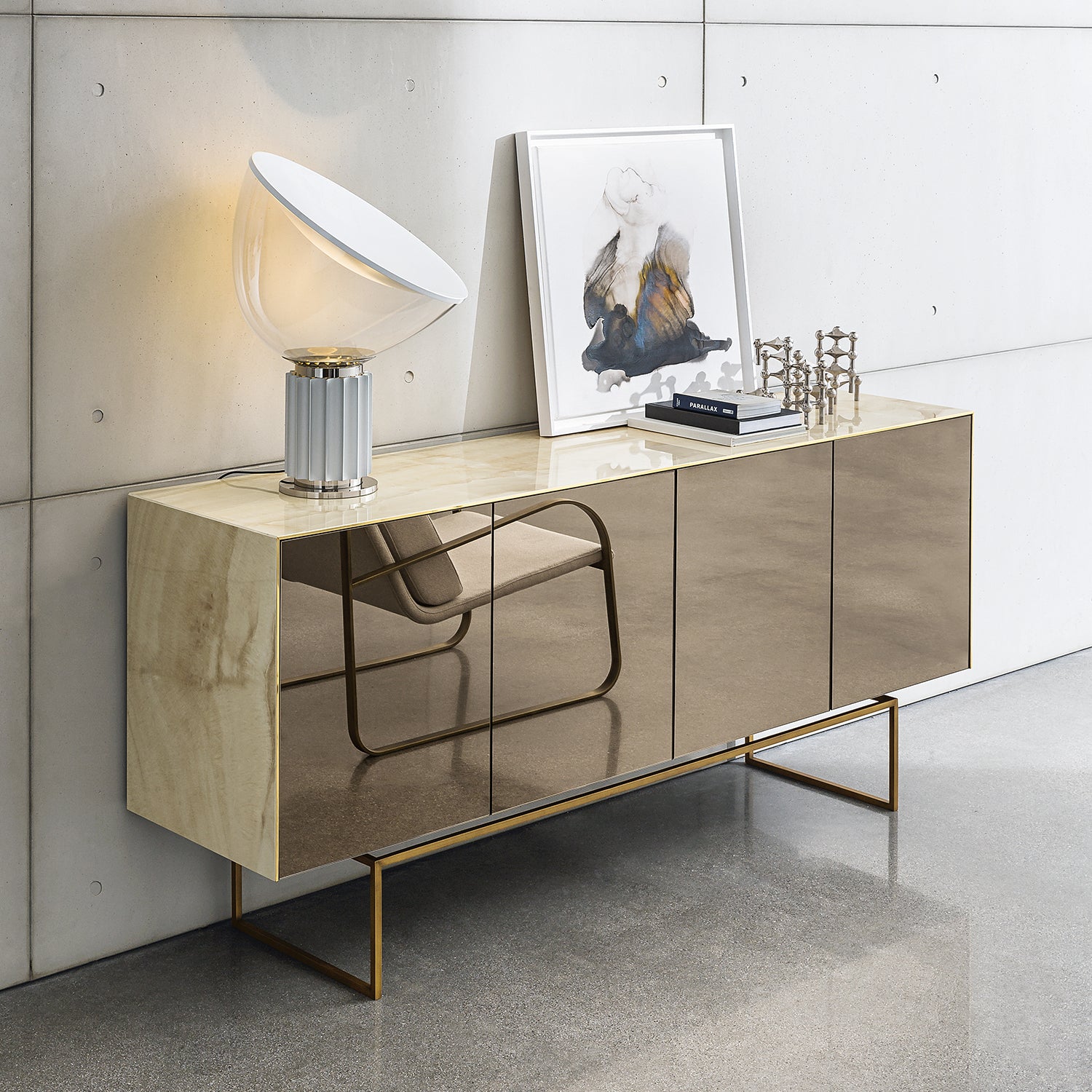 Sovet Italia Magda Sideboard with ceramic top and mirror doors ambience image