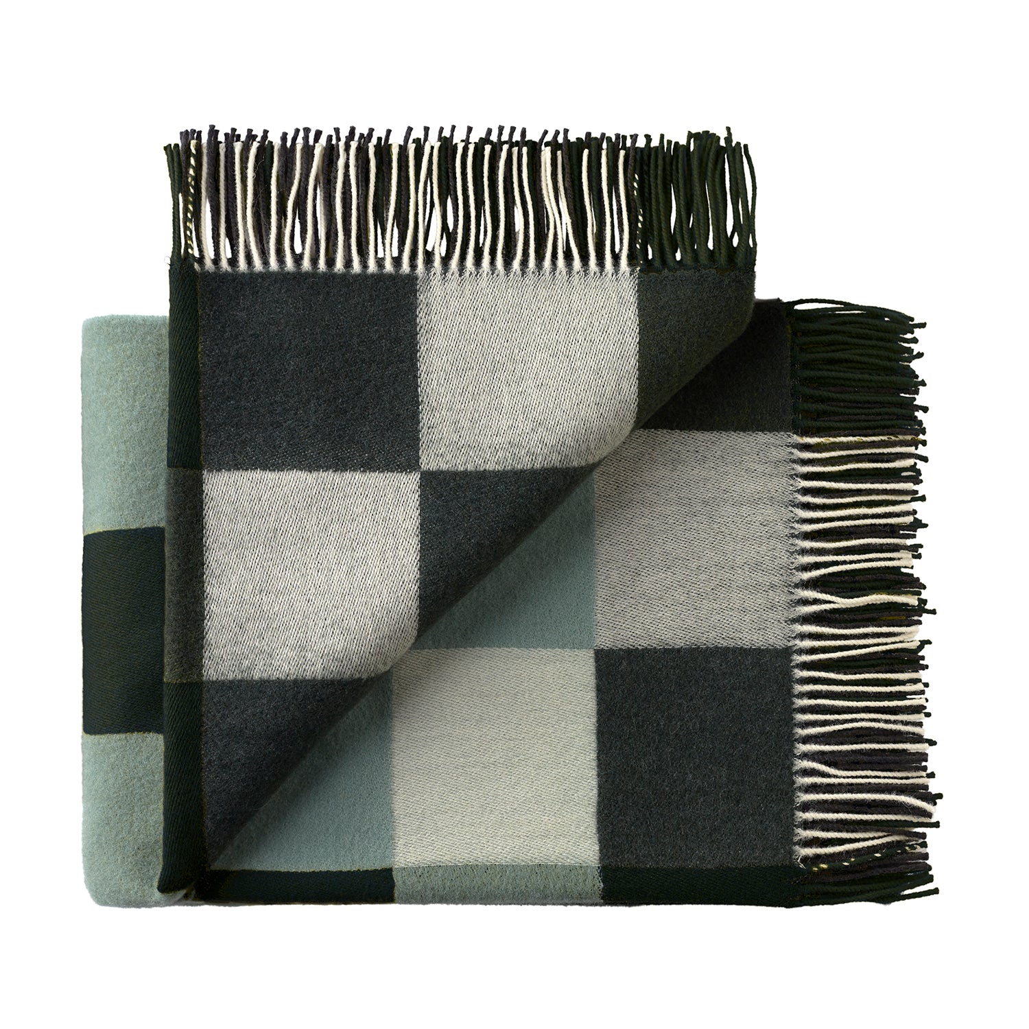 Silkeborg Uldspinderi Plain Beat Throw in dark greens