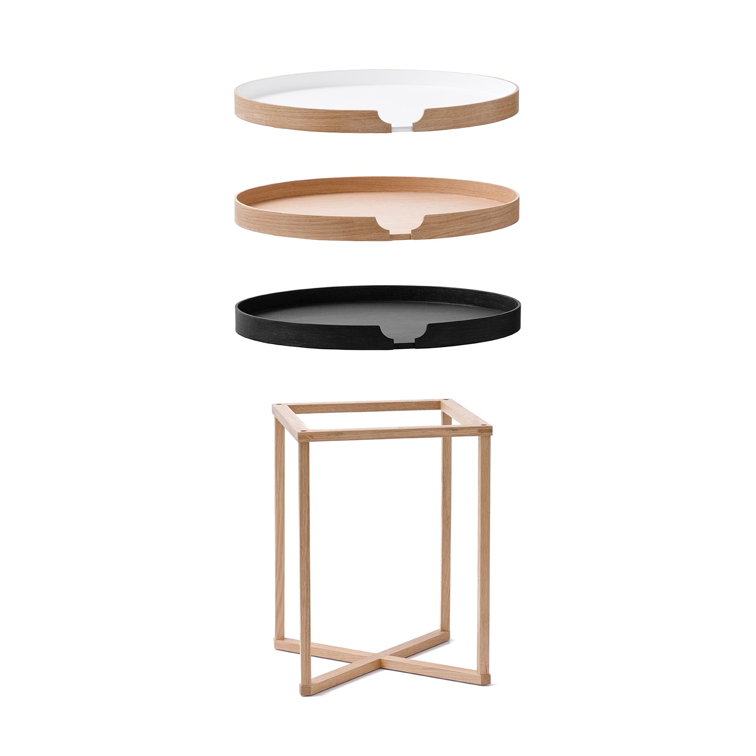 Wireworks Damien Round side table in oak and tray variations