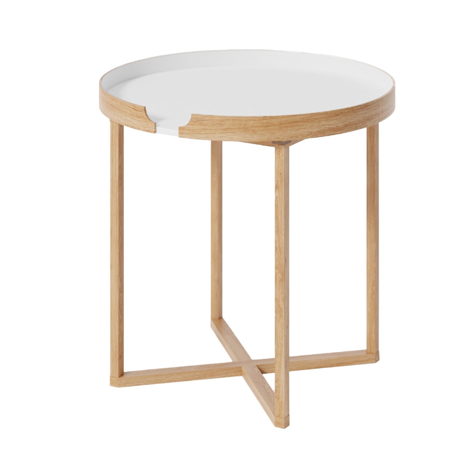 Wireworks Damien Round side table in oak and white