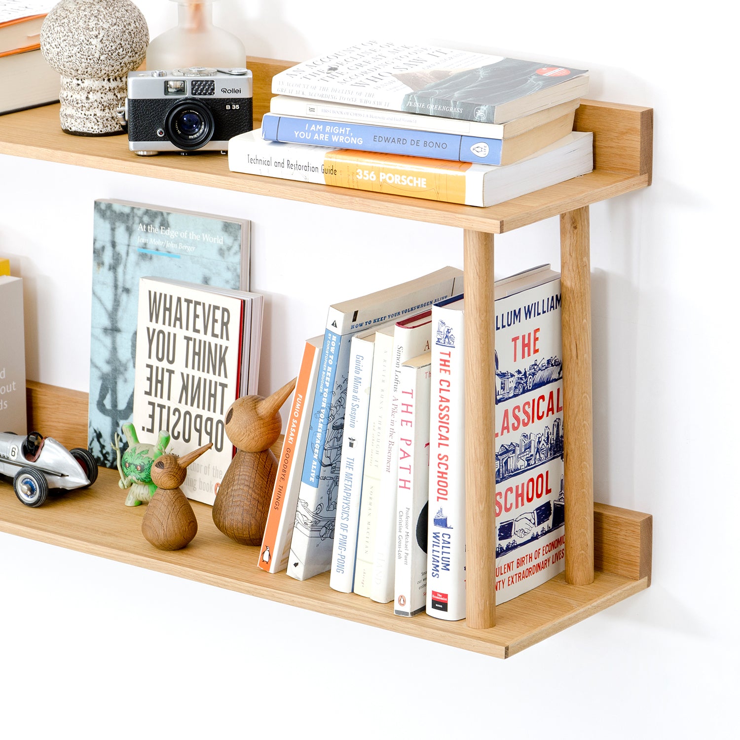 Wireworks Platform 2 wall shelf in oak detail shot