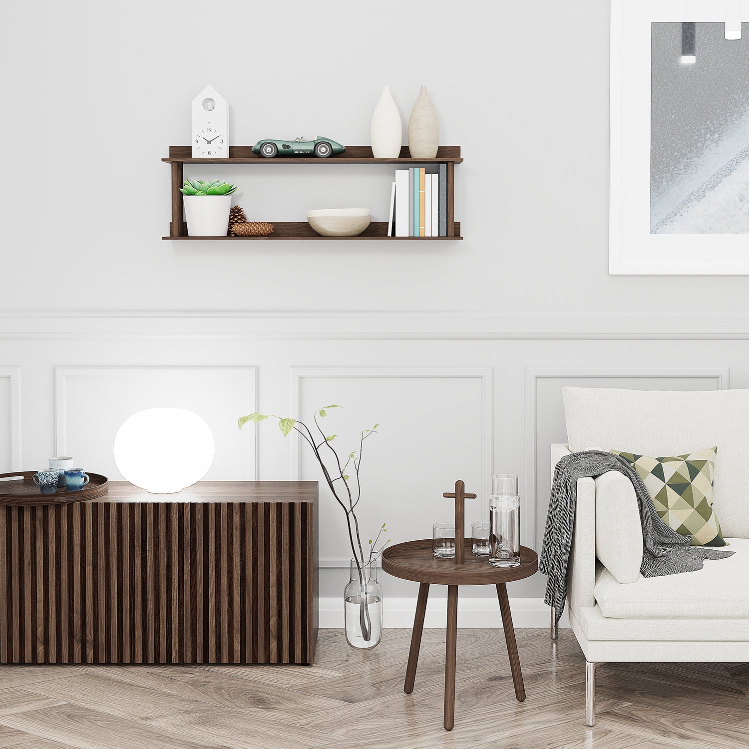 Wireworks Platform 2 wall shelf in walnut ambience image