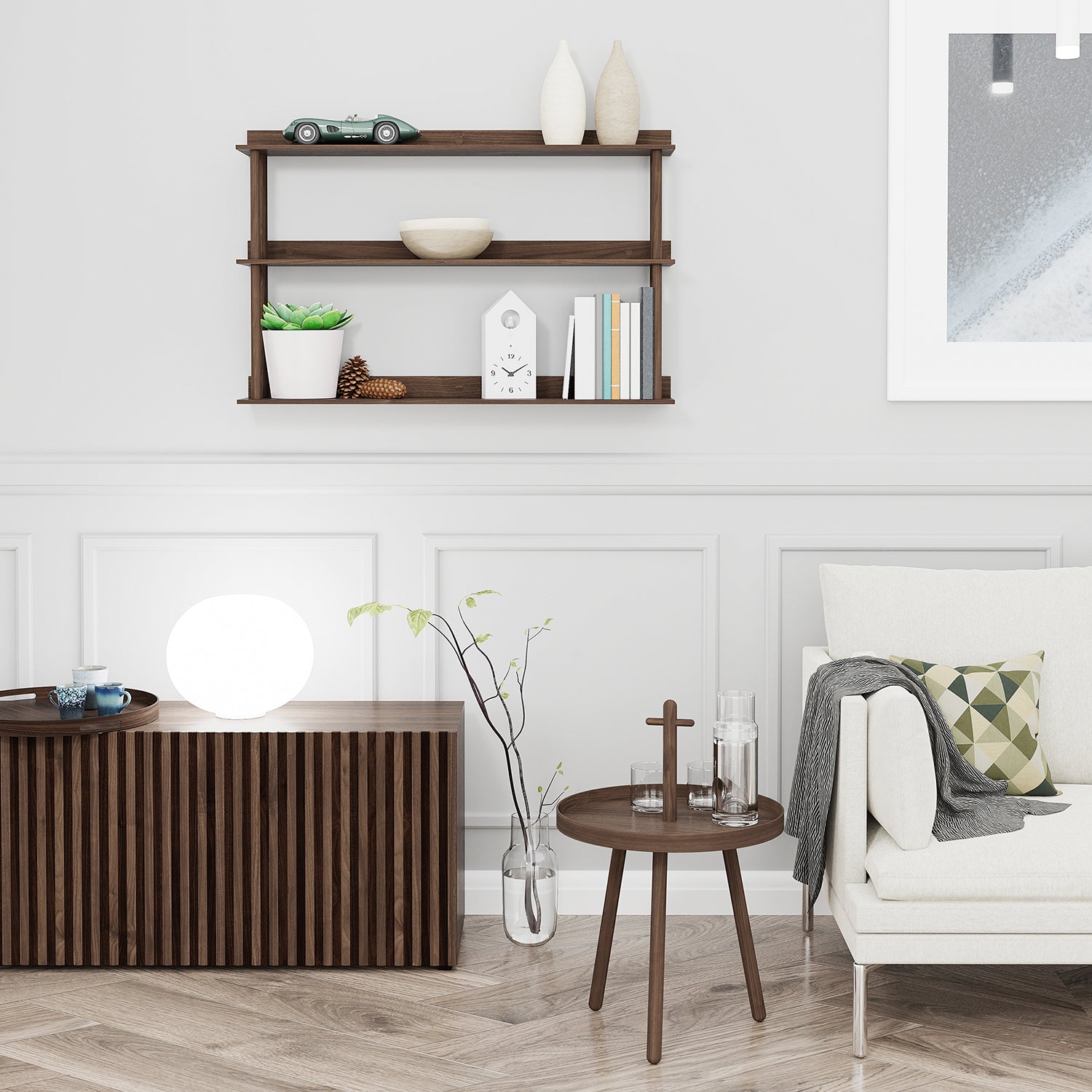 Wireworks Platform 3 Wall Shelf in Walnut ambience image