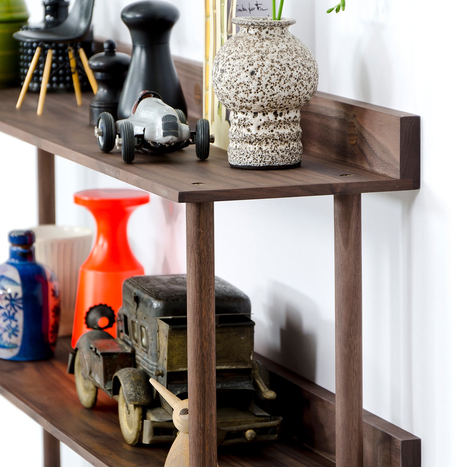 Wireworks Platform 3 Wall Shelf in Walnut detail shot